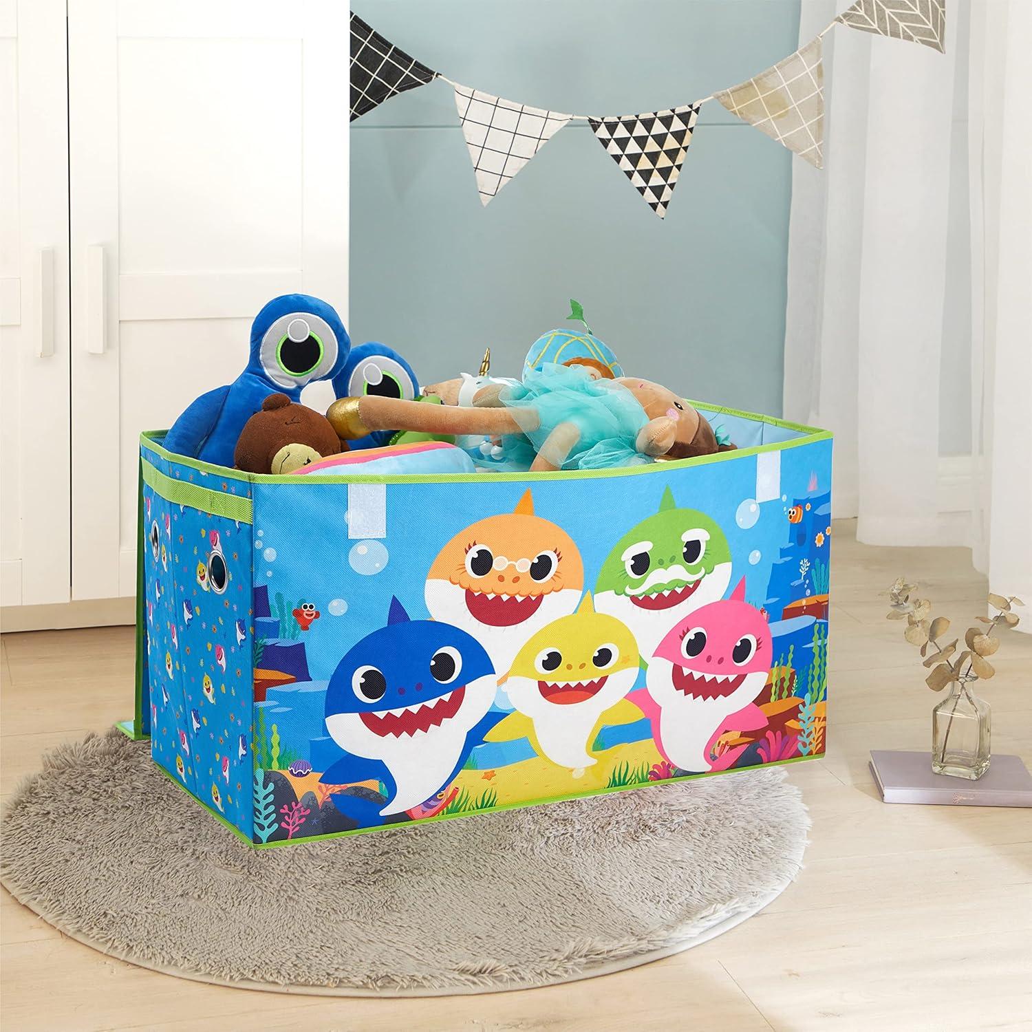 Pinkfong Baby Shark Blue Soft Polyester Canvas Collapsible Toy Storage Trunk for Kids