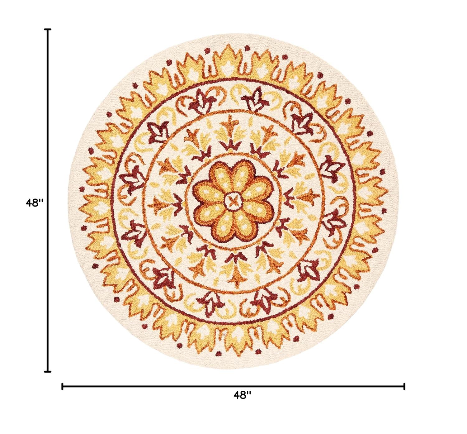 Novelty NOV607 Hand Tufted Area Rug - Ivory/Gold - 4' round - Safavieh.