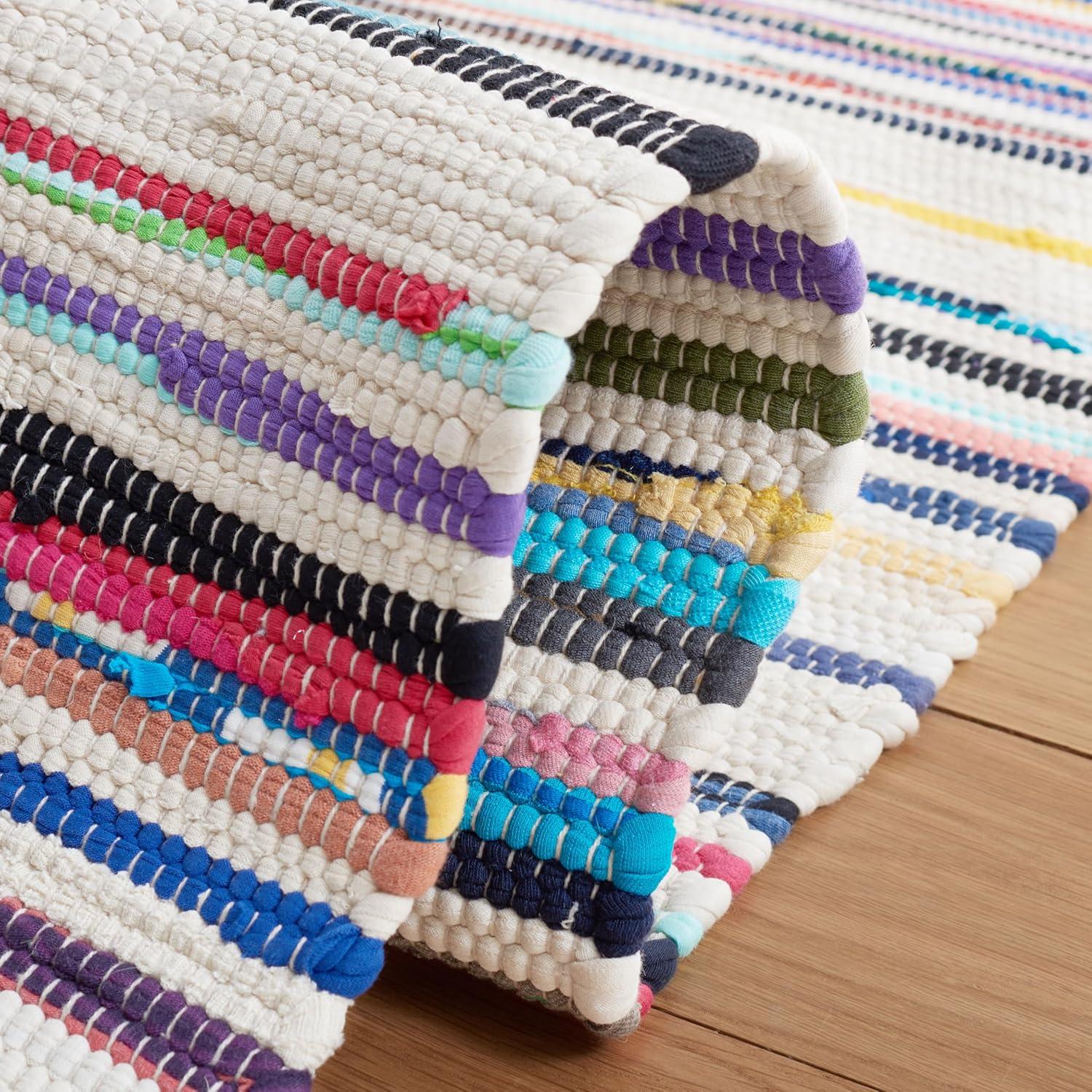 Rag Rug RAR126 Hand Woven Indoor Accent Rug - Ivory/Multi - 2'x3' - Safavieh.