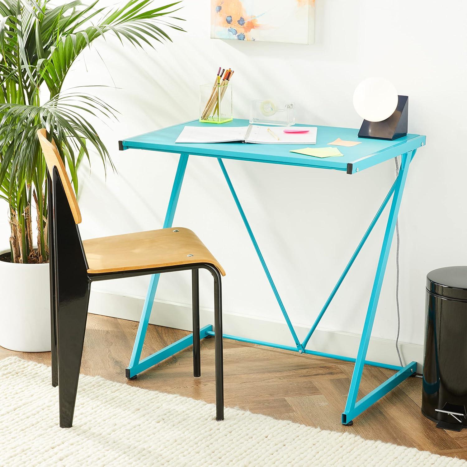 Urban Shop Z-Shaped Student Desk, Blue