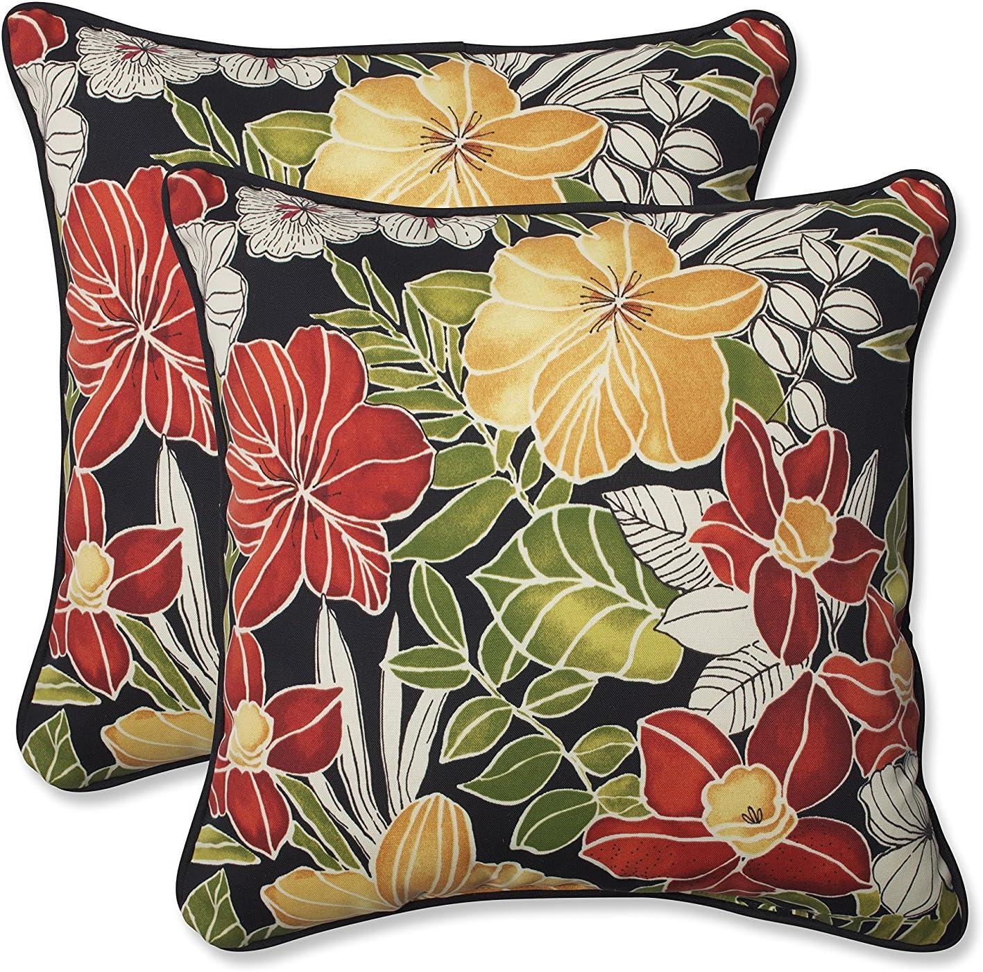 Clemens Noir Floral Indoor/Outdoor Reversible Throw Pillow