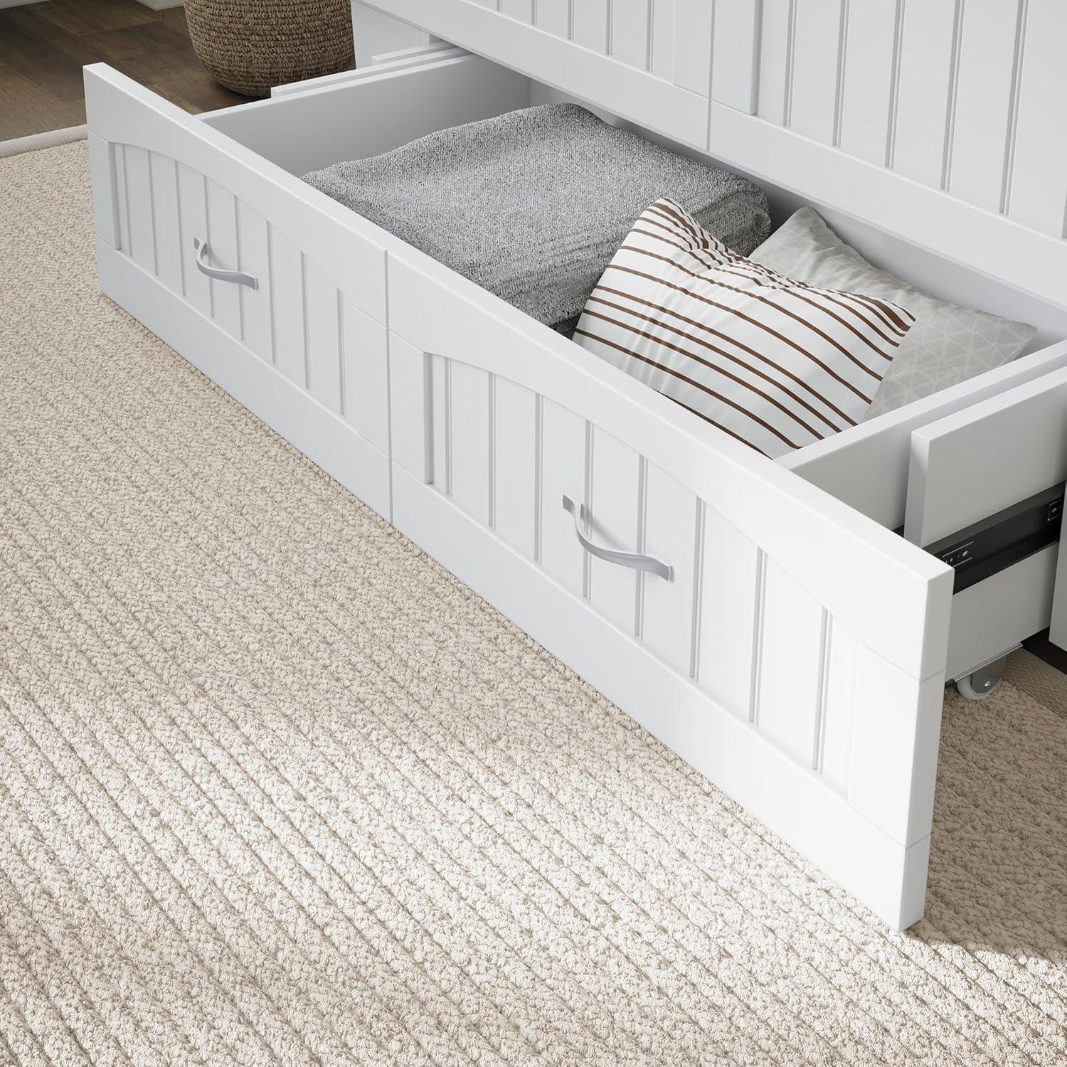 Queen Nantucket Murphy Bed Chest USB Turbo Charger White - AFI