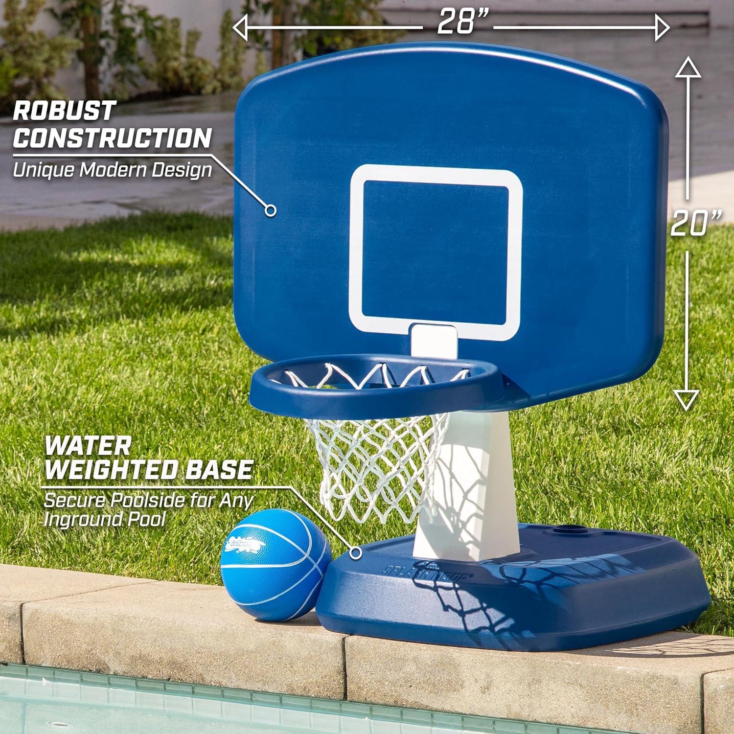 Blue Portable Poolside Basketball Hoop with Water Ball