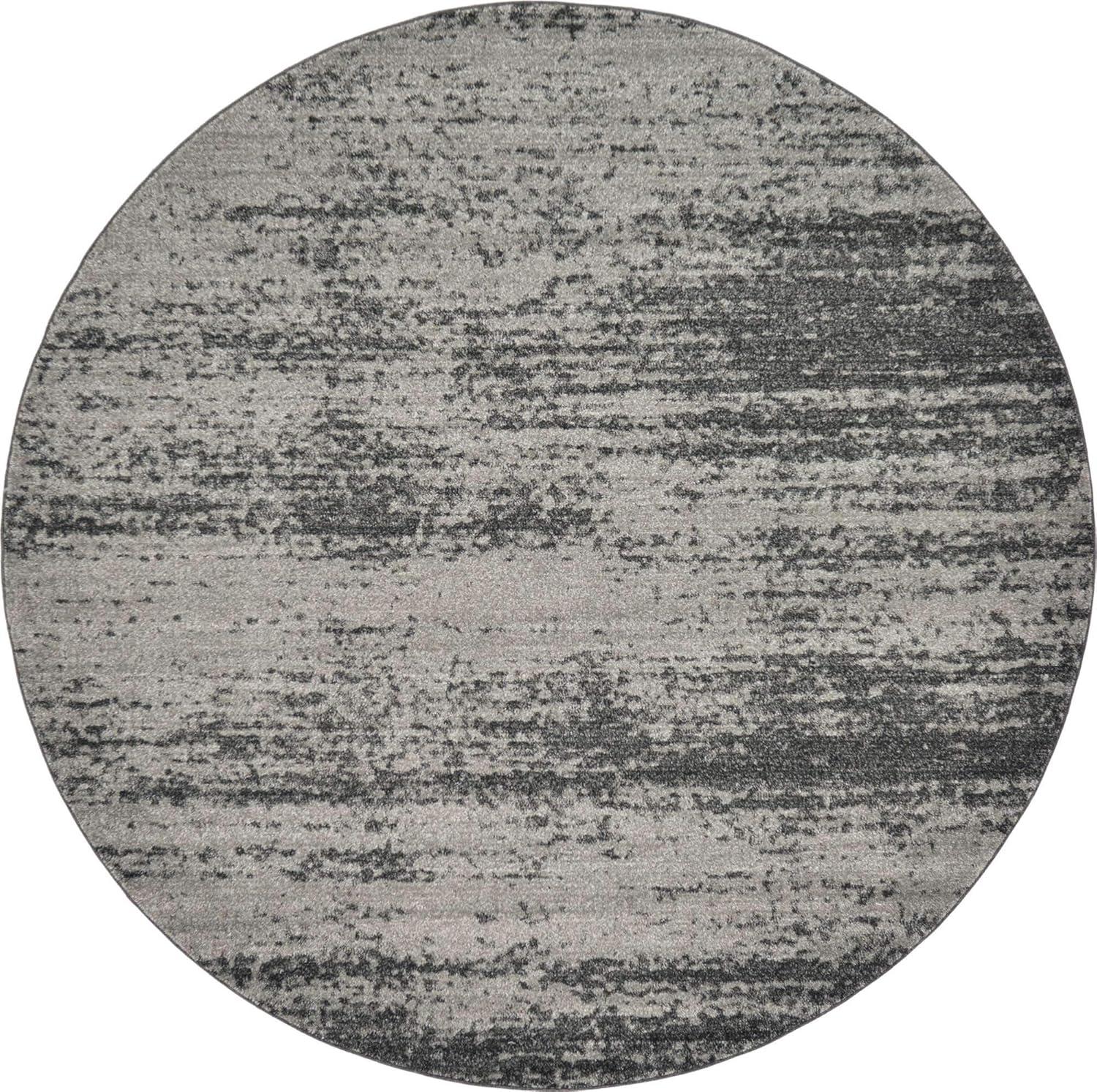 Del Mar Round Gray Tufted Stain-Resistant Area Rug