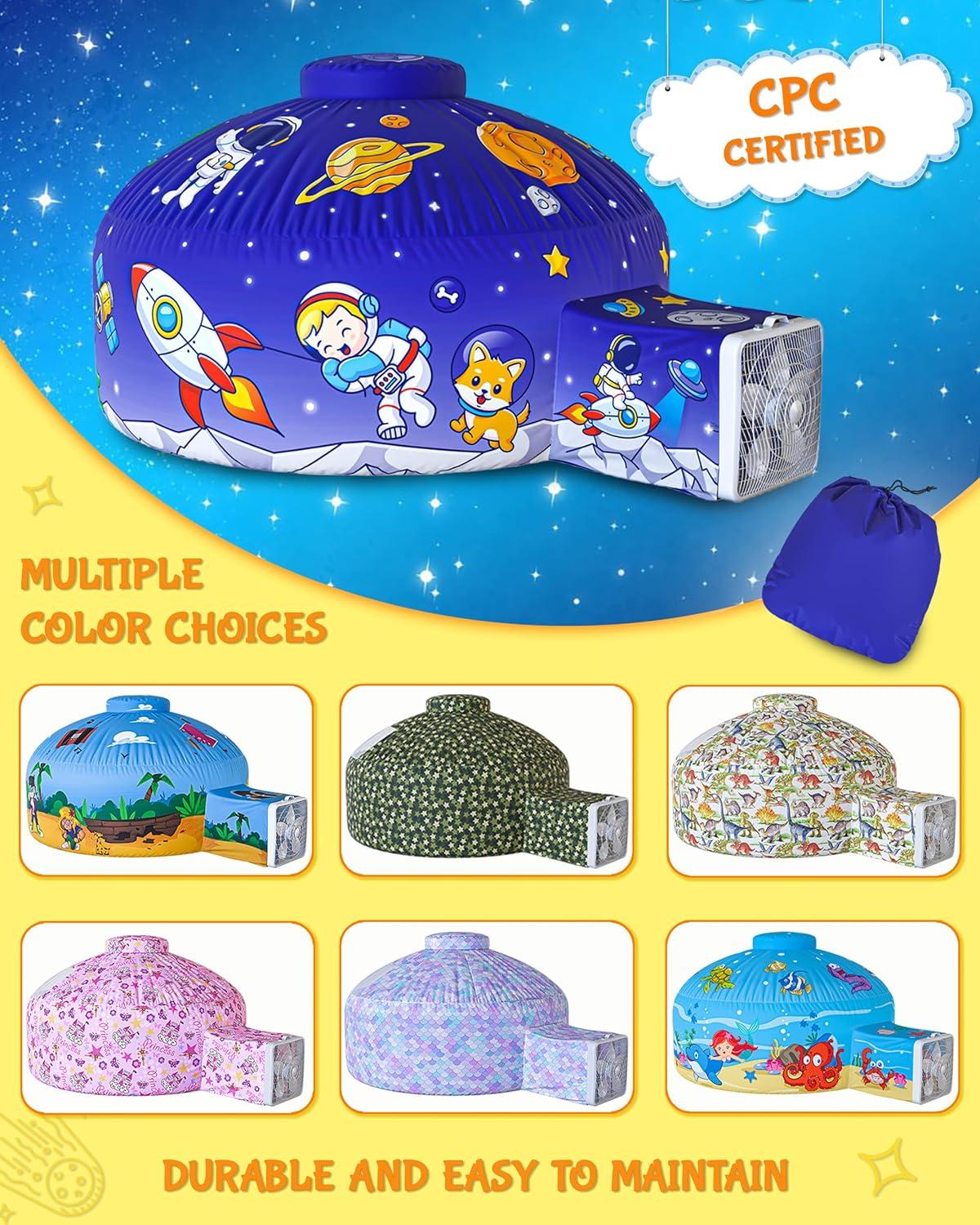 Skywin Air Tent Playhouse for Kids - 77x50 Inches Inflatable Kids Tent Sets Up and Stores Away in Seconds (Fan NOT Included) (Space)