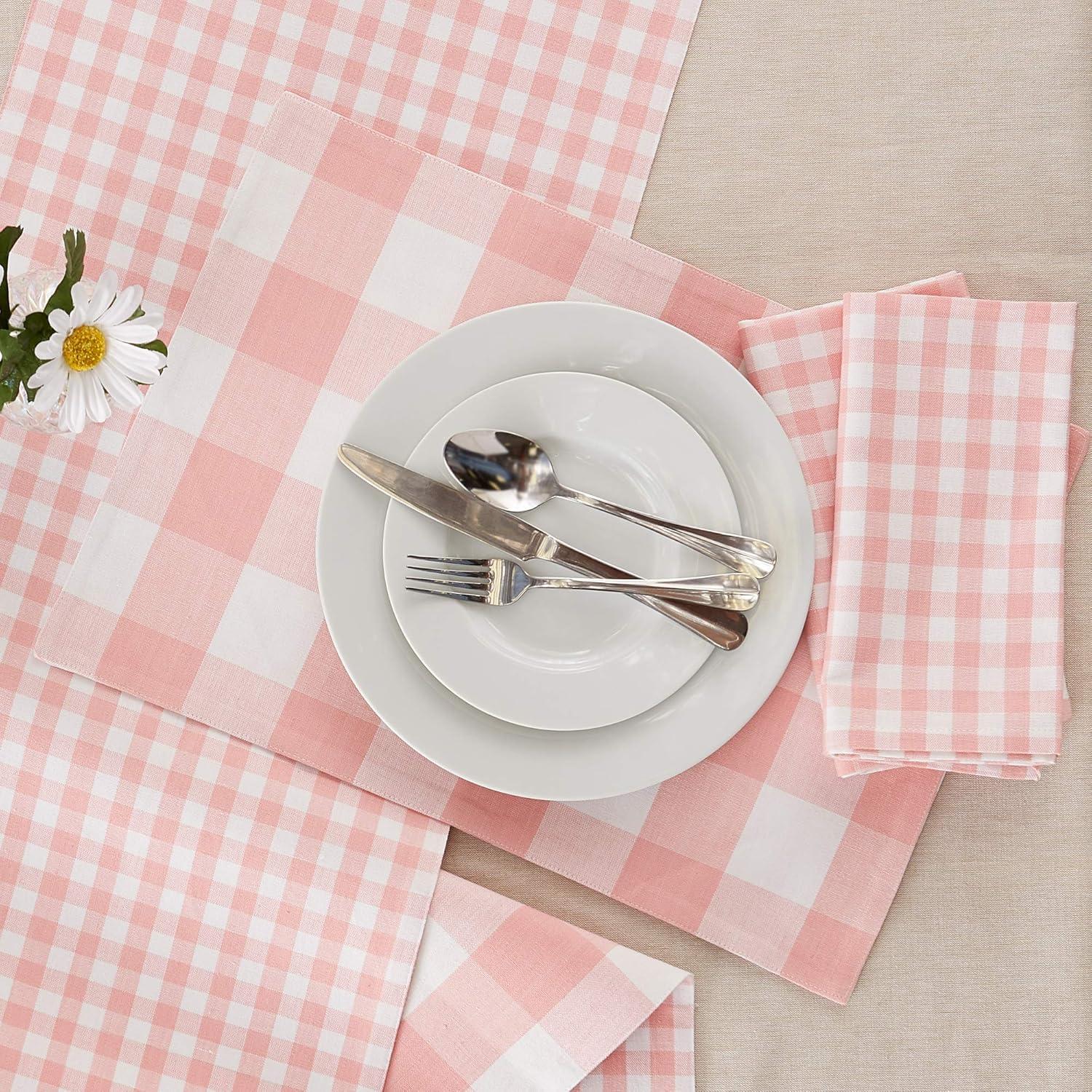 Pink & White Gingham Napkin Set/4