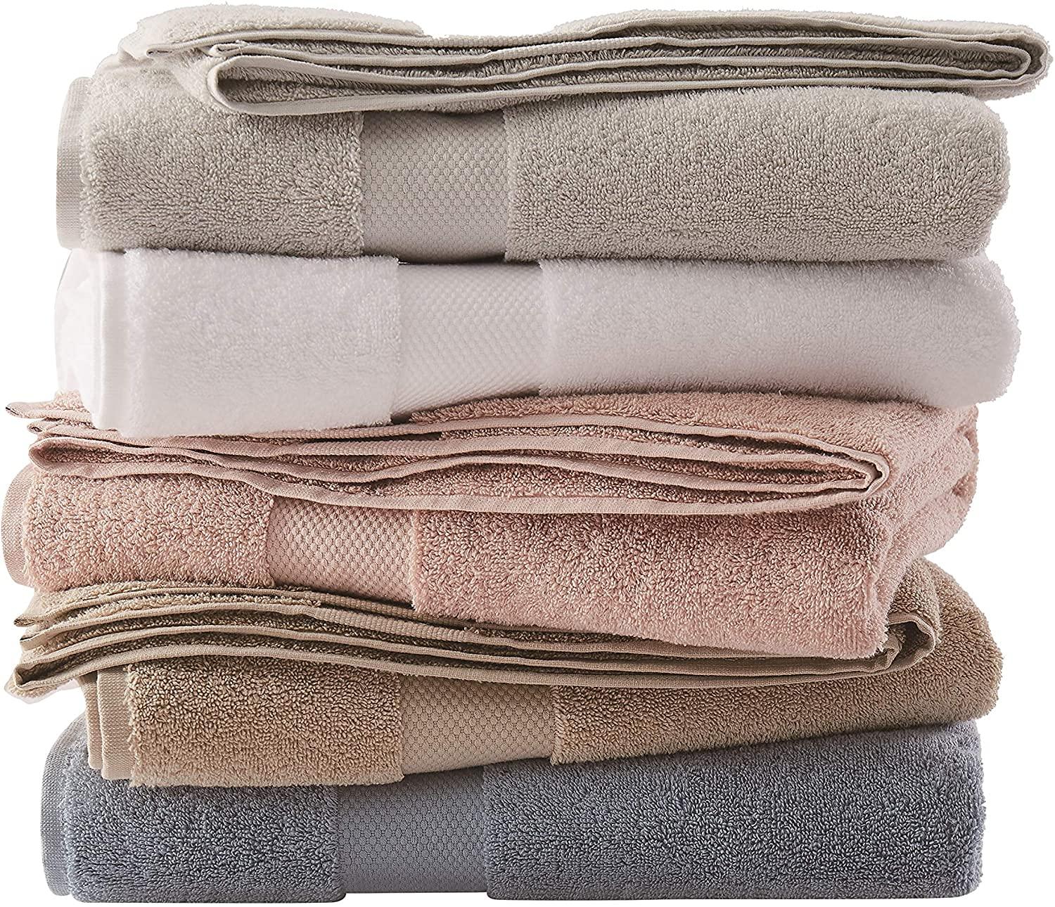 6pc Solid Bath Towel Set White - Brooklyn Loom: Luxury Heavyweight 550-800 GSM, Machine Washable