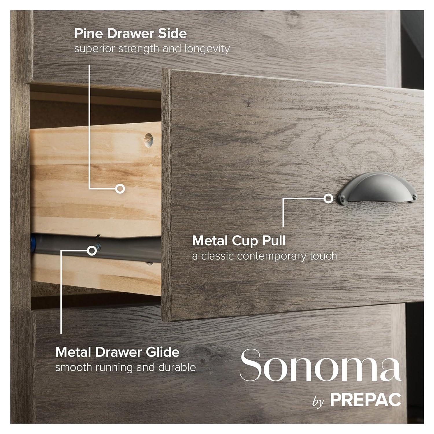 5 Drawer Salt Spring Dresser Drifted Gray - Prepac