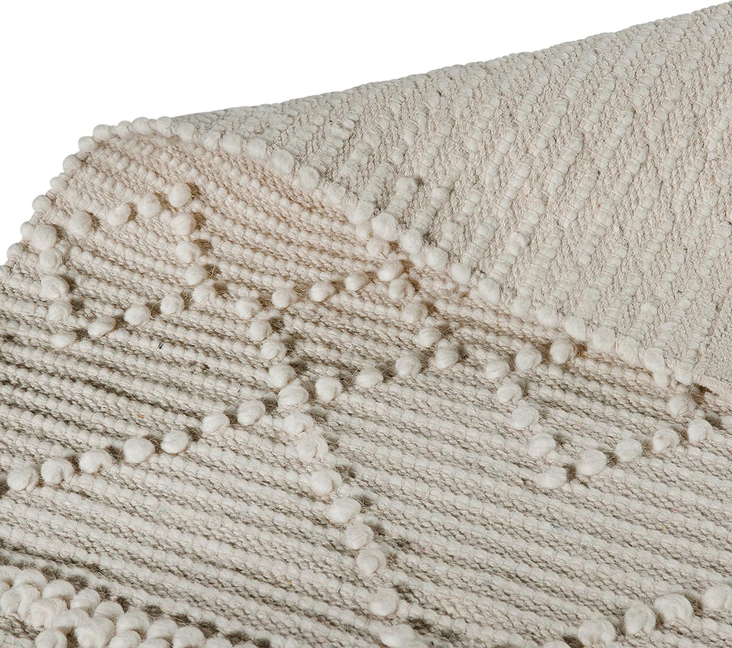 Flash Furniture Melissa Handwoven Area Rug - Ivory - 8' x 10' - Triple Blend Cotton/Wool/Polyester Threads - Geometric Design