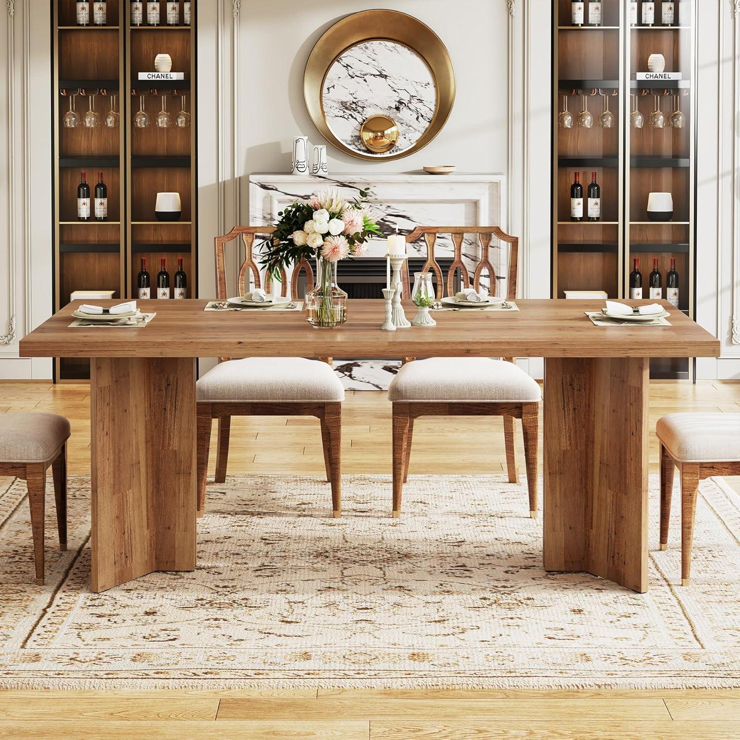 Tribesigns 63" Rectangular Dining Table for 4-6 People, Walnut