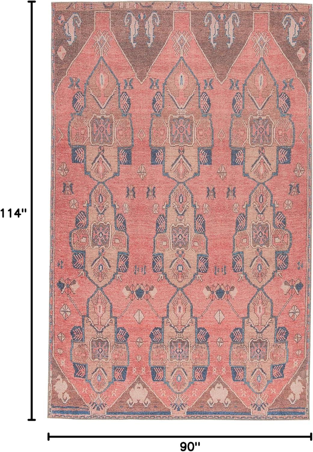 Kairos Pink and Blue Medallion Rectangular Area Rug