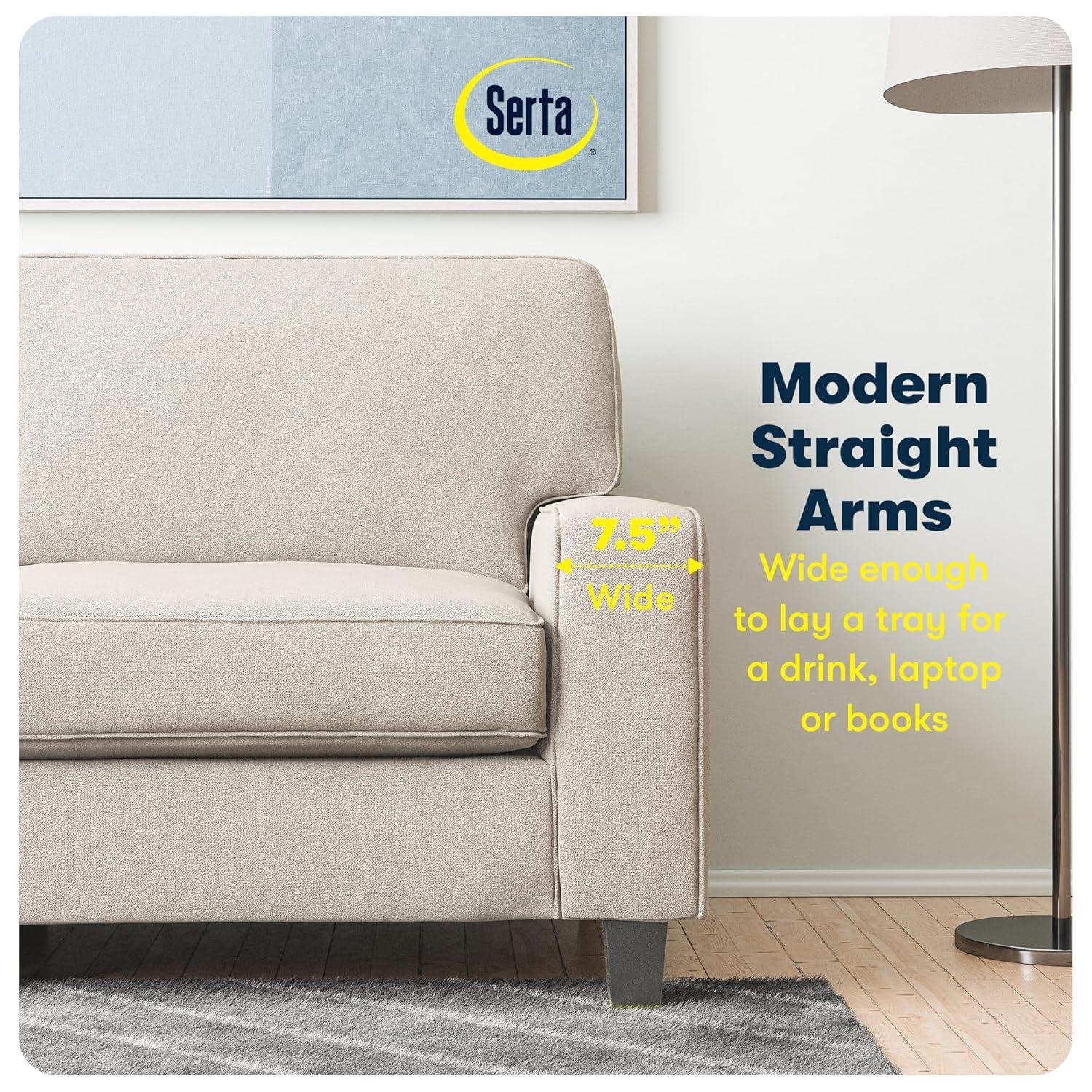 Serta Palisades 78" Track Arm Sofa, Easy Care Fabric, Soft Pillow Back, Pocket Coil Seat Cushions