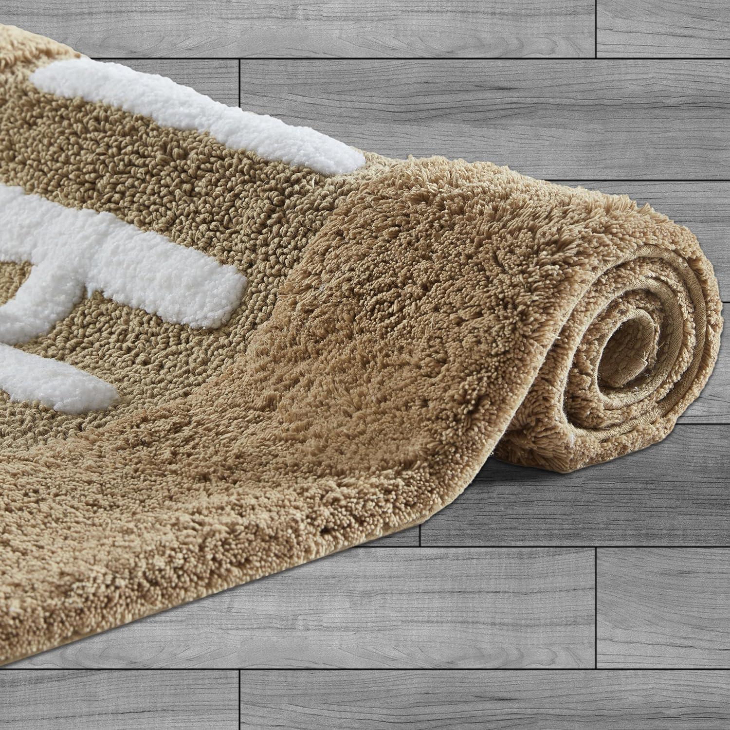 Beige Cotton His and Hers Bath Rug Set