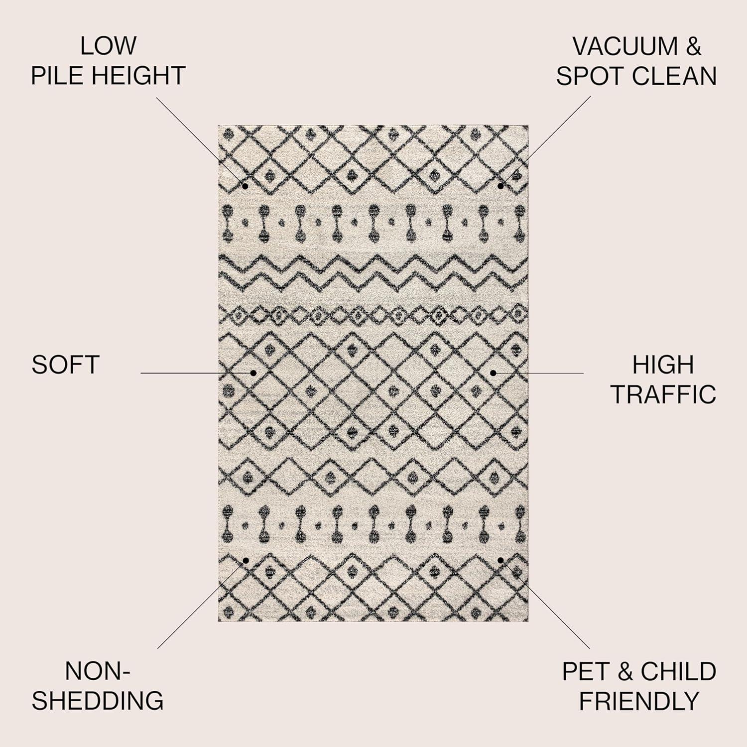 3'x5' Aksil Moroccan Beni Souk Area Rug, Cream/Black - JONATHAN Y
