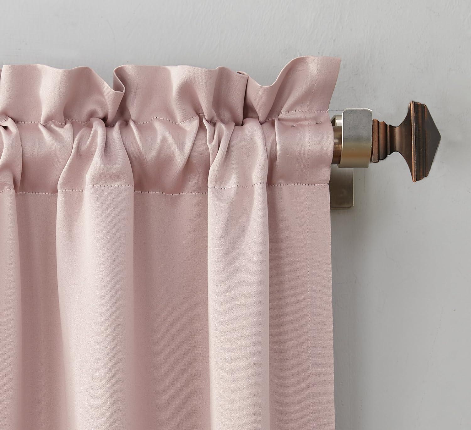 Blush Polyester Blackout Rod Pocket Curtain Panel