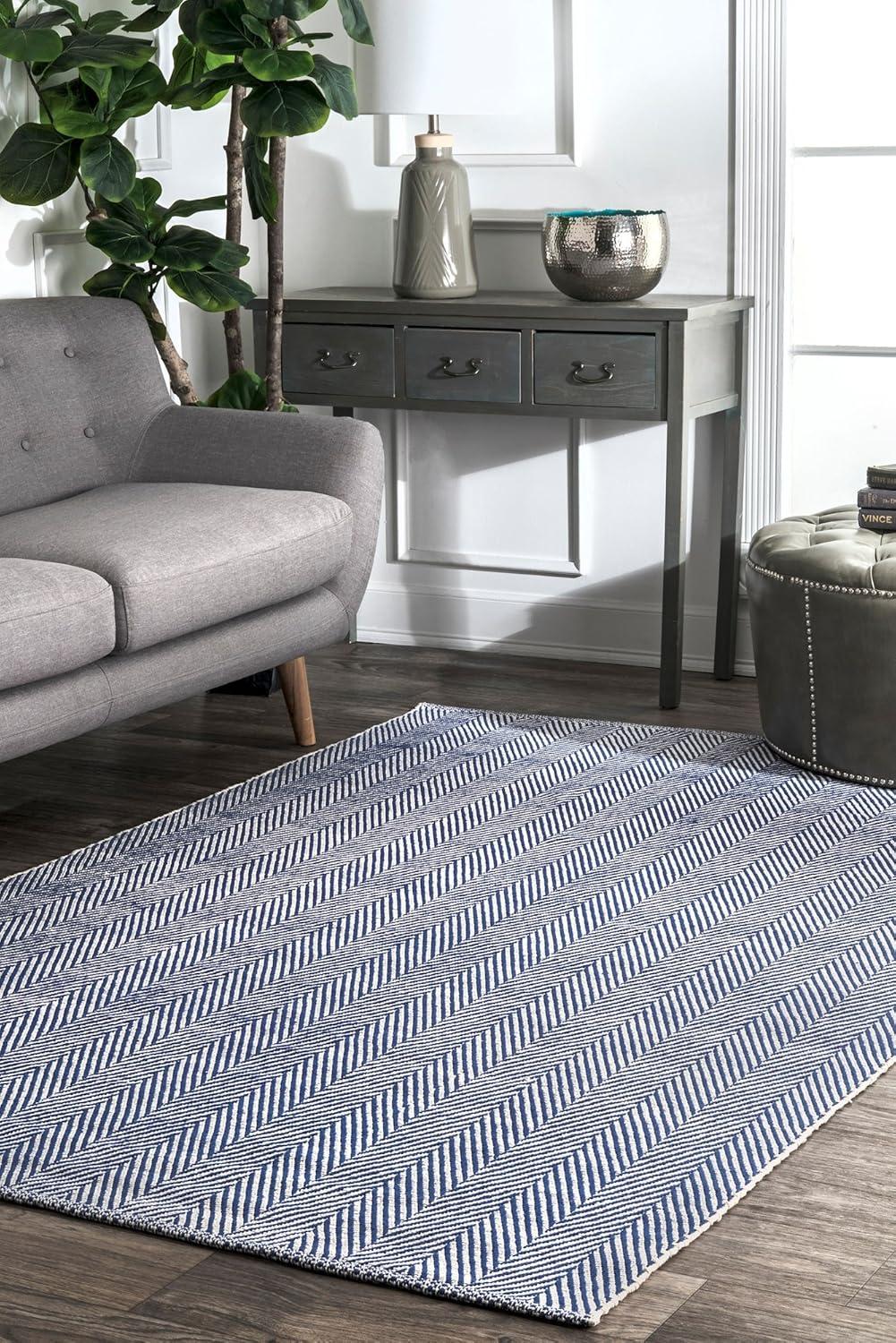 Cotton Hand Loomed Herringbone Cotton Rug - nuLOOM