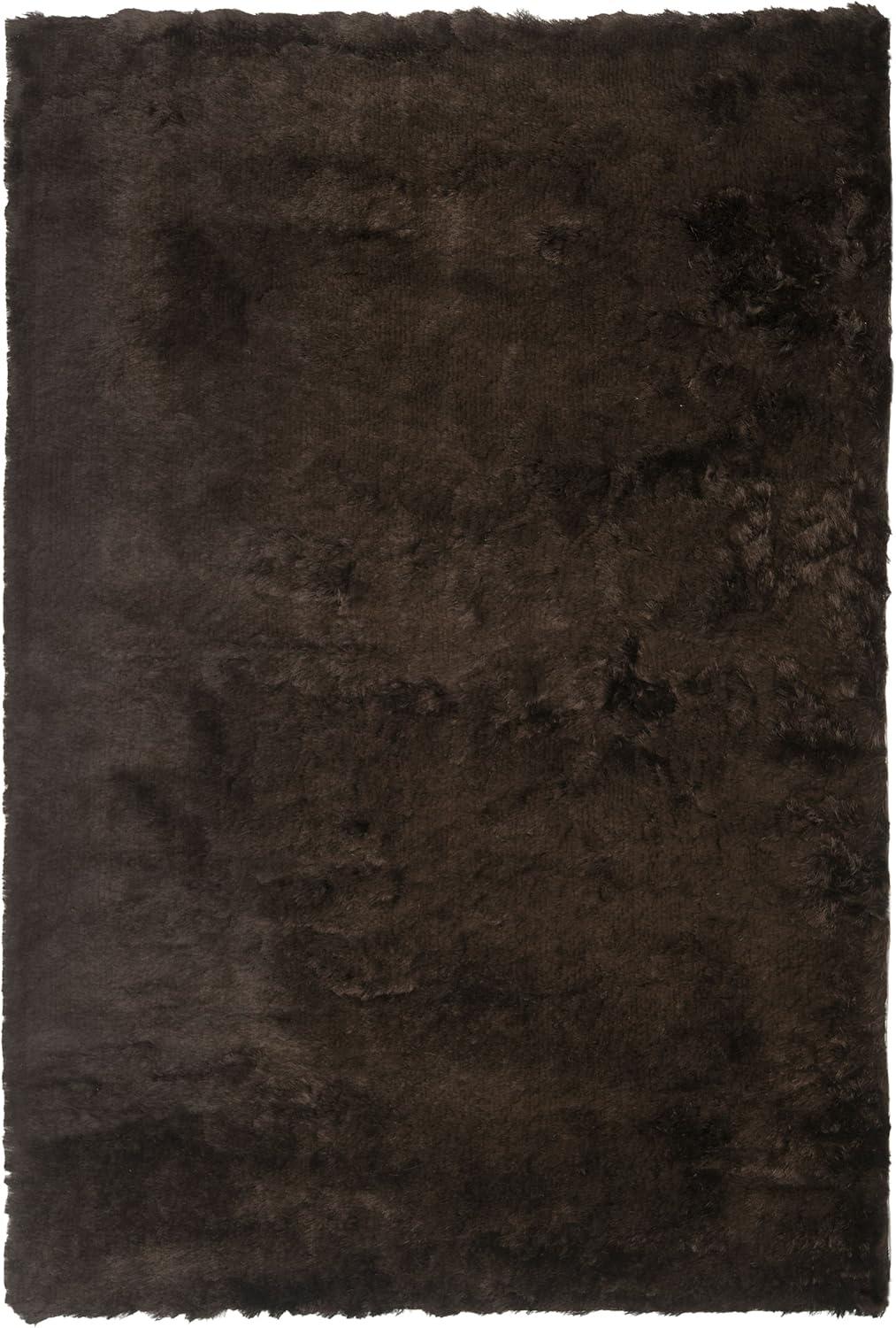 SAFAVIEH Paris Darwin Plush Polyester Shag Area Rug, Chocolate, 5' x 8'