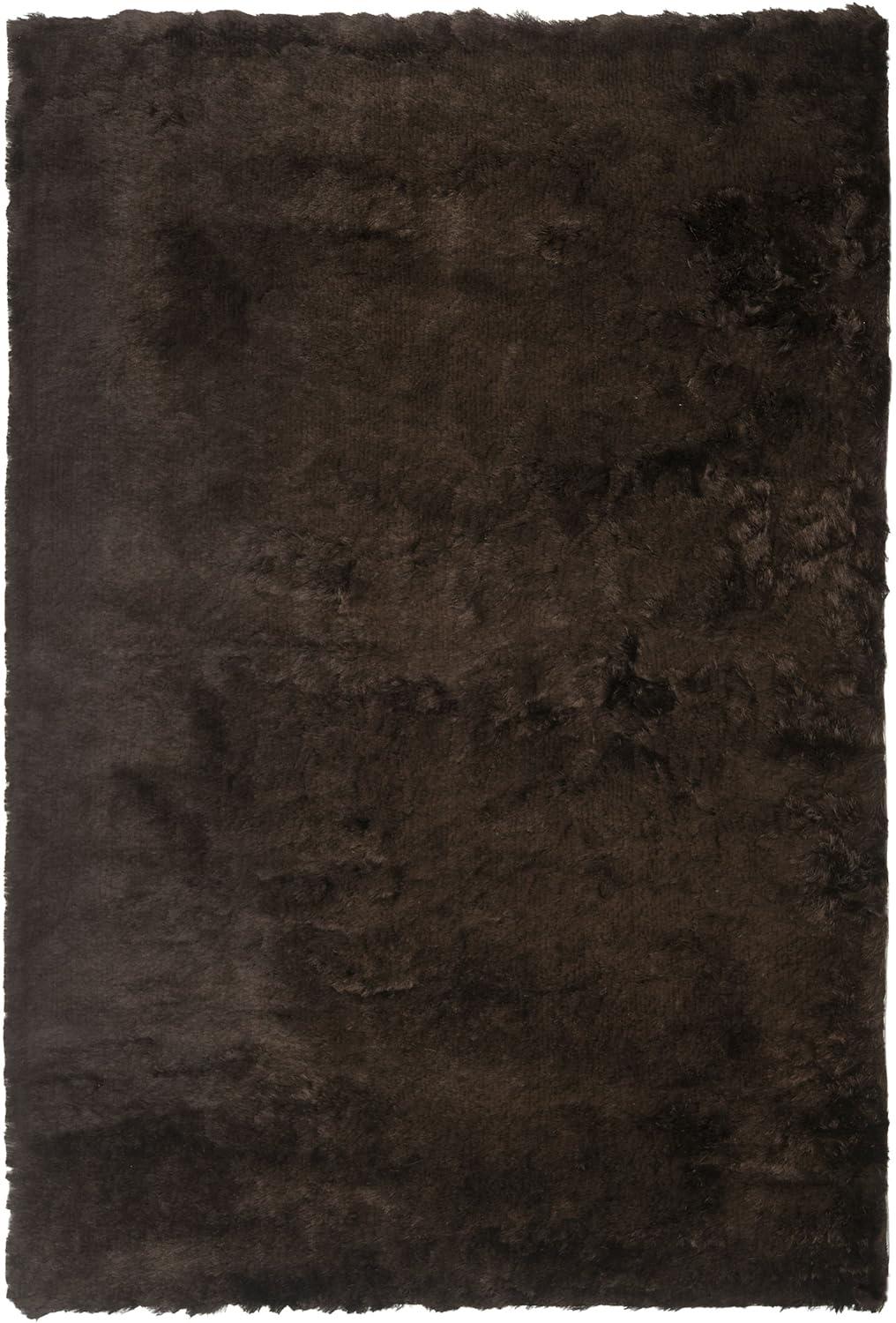 SAFAVIEH Paris Darwin Plush Polyester Shag Area Rug, Chocolate, 5' x 8'