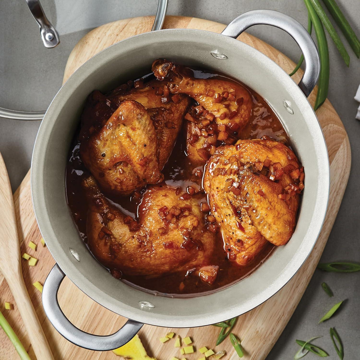 Ayesha Curry Home Collection 9 Pc Porcelain Enamel Nonstick Cookware Pots and Pans Set, Sienna Red