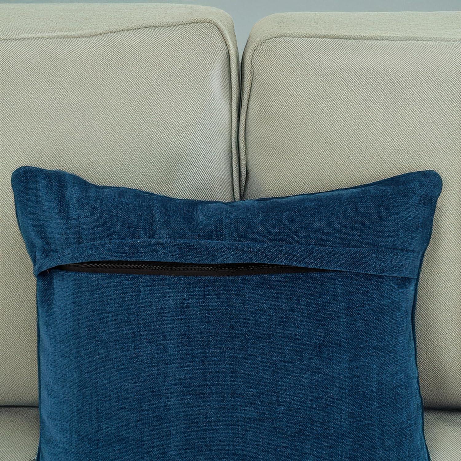 PAVILIA Set of 2 Throw Pillow Covers, Decorative Velvet Square Cushion Cases for Bed Sofa Couch Bedroom Living Room, Navy Blue/20 x 20