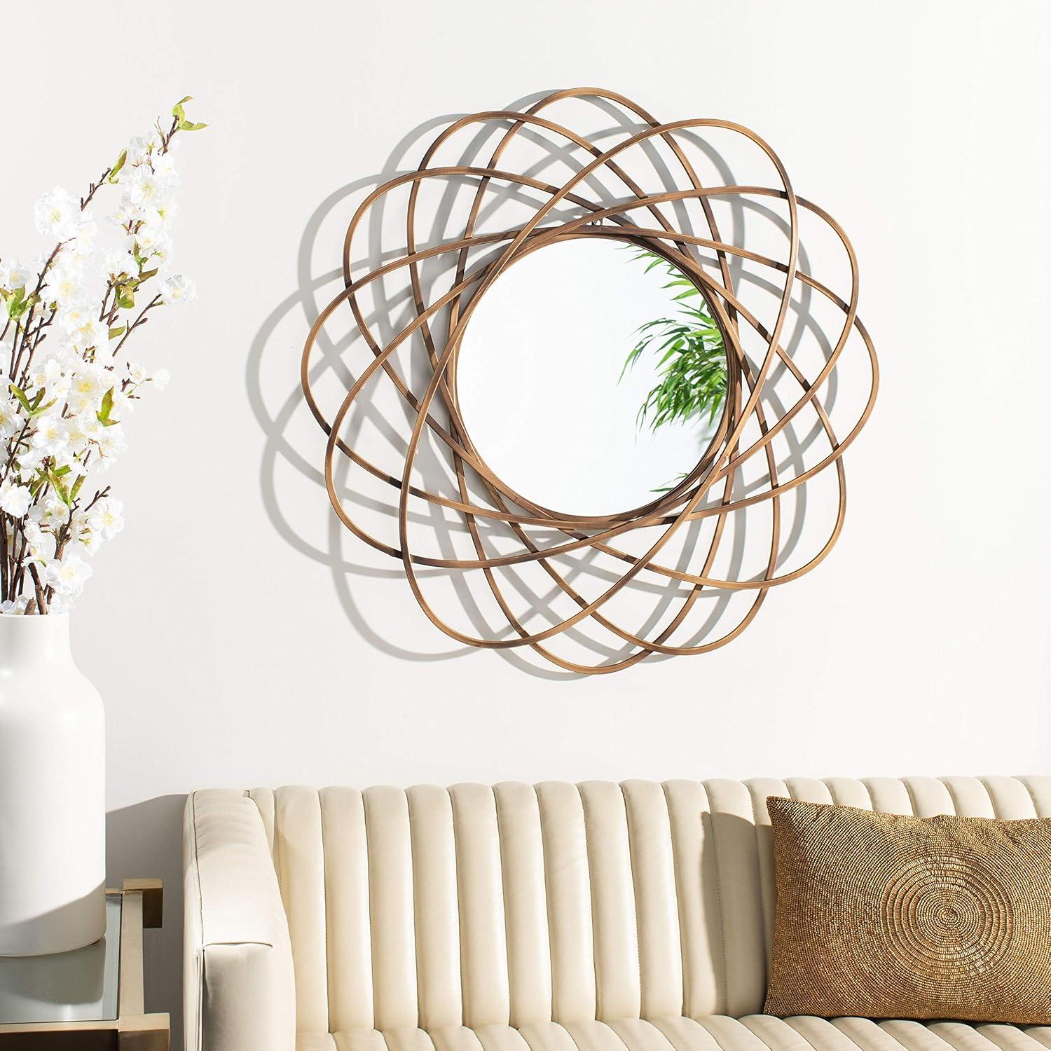 Sinisa 32'' Cosmic Waves Round Mirror in Radiant Gold