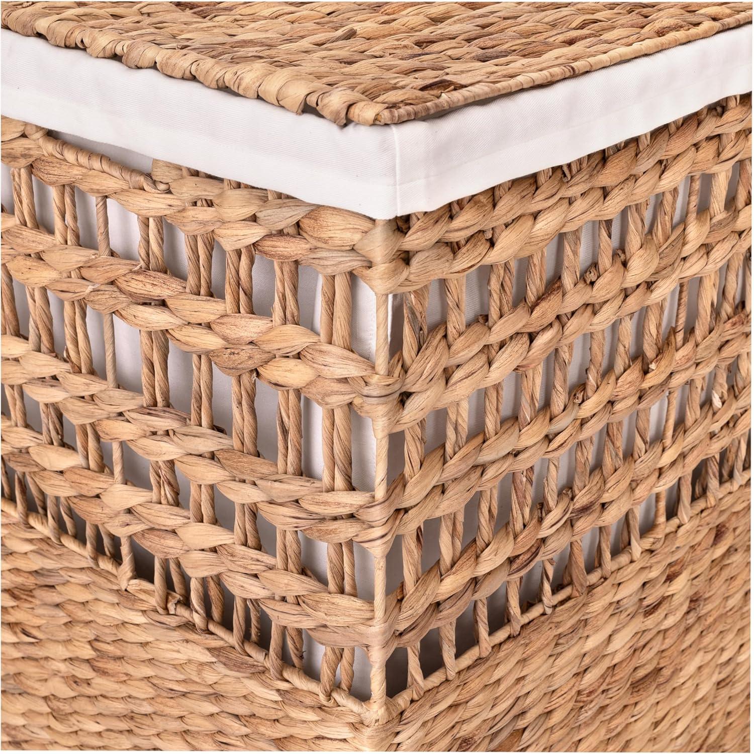 Sustainable Handwoven Lidded Hamper and Basket Set, Water Hyacinth