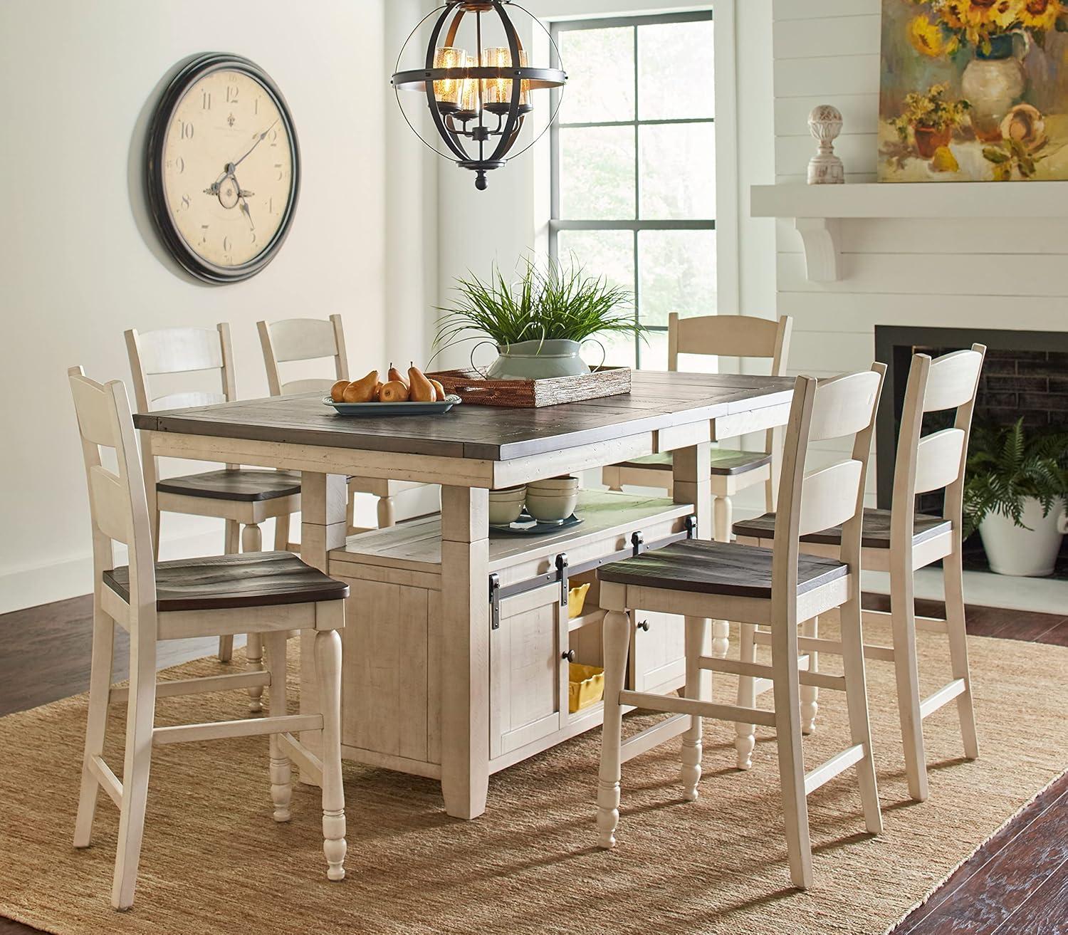 Madison County Reclaimed Pine 72" Farmhouse Counter Height Dining Set with 6 Chairs