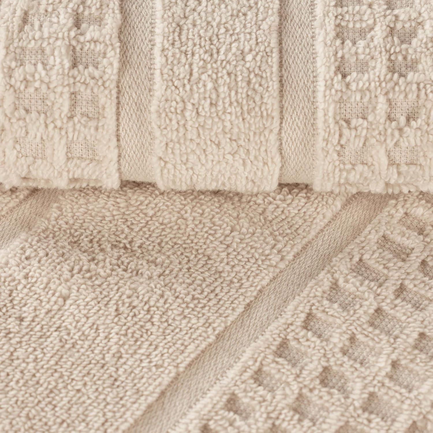 Ivory Cotton 6-Piece Towel Set with Waffle Border