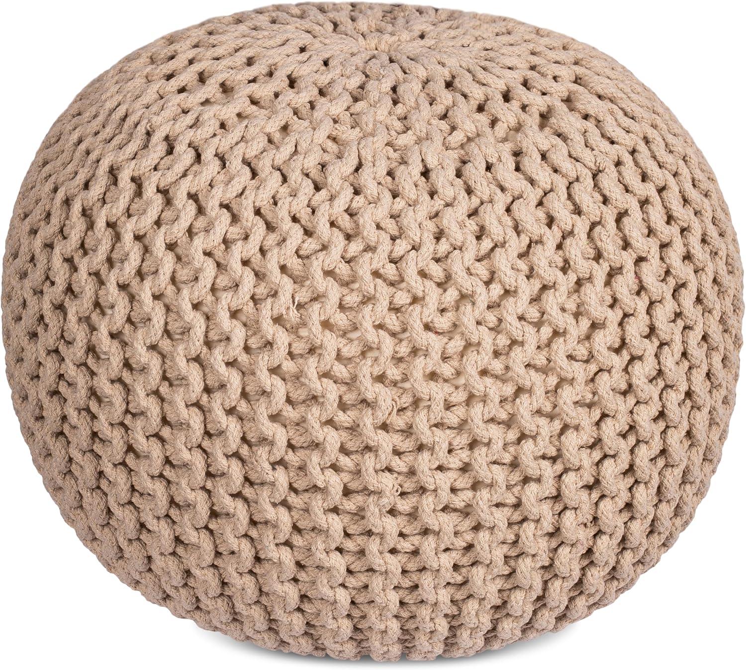 BirdRock Home Round Pouf Foot Stool Ottoman - Natural