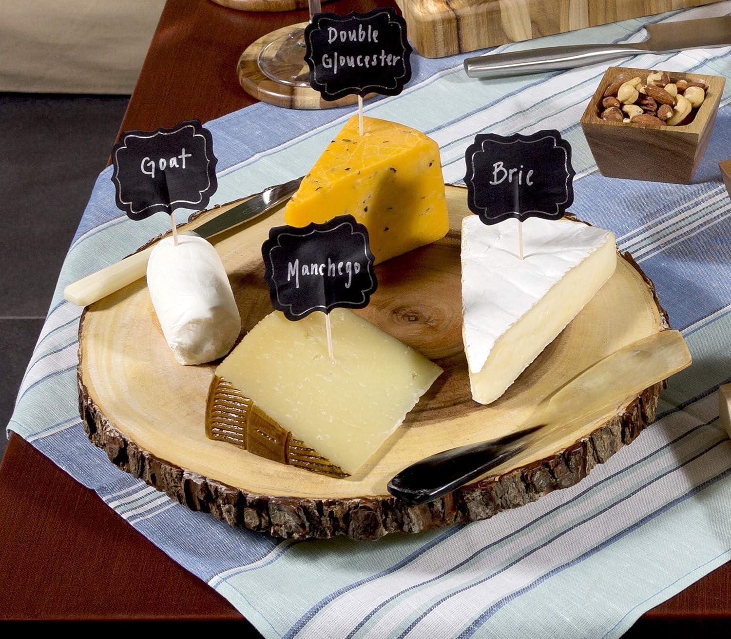 Rustic Acacia Wood Rectangular Footed Server Platter