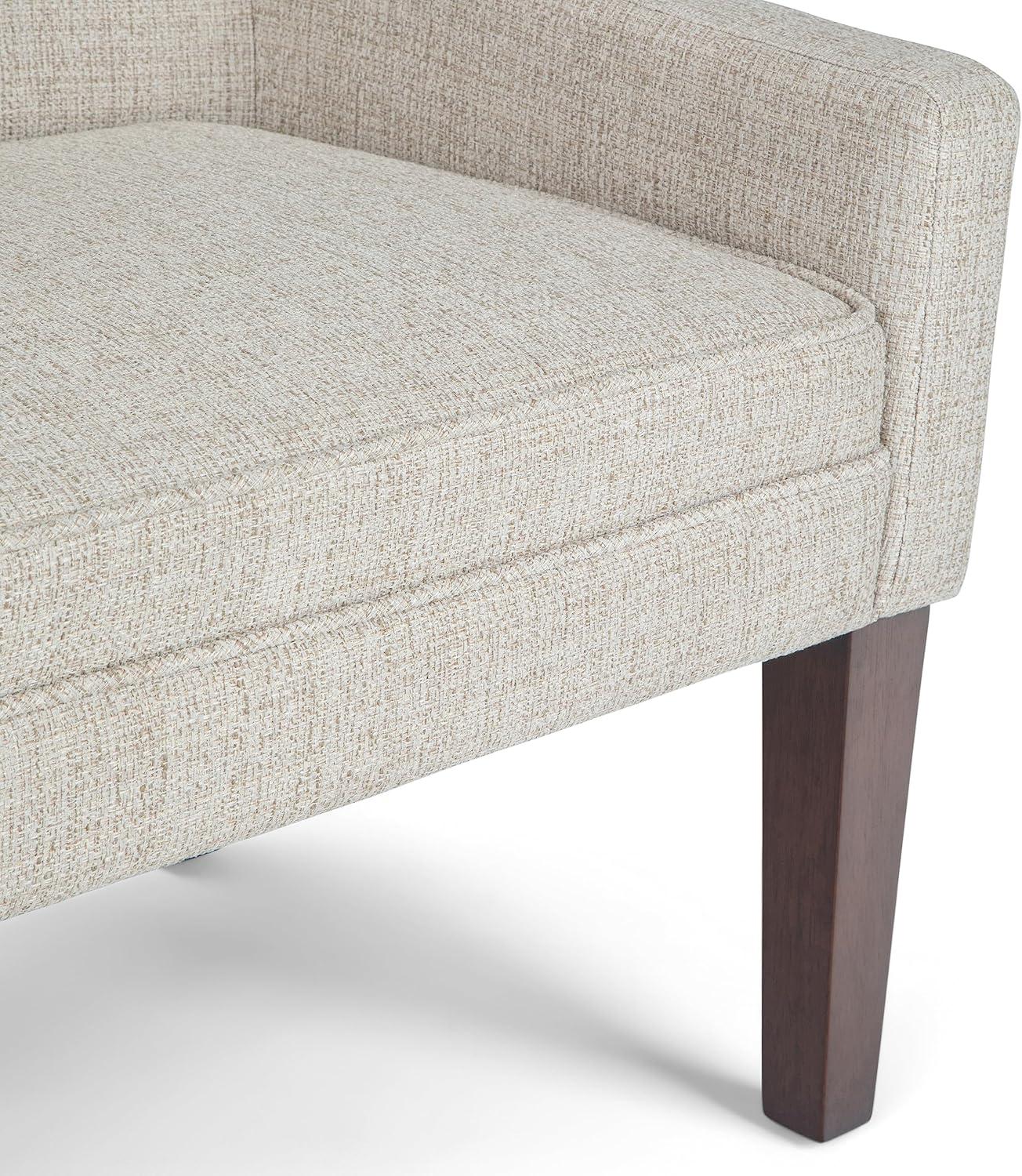 Platinum Upholstered Bench with Low Back and Swooped Arms