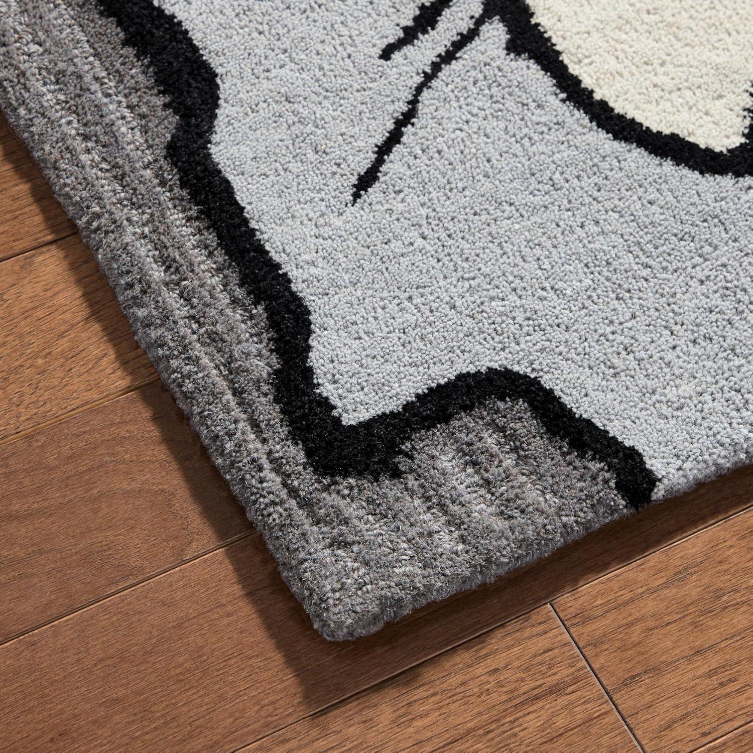 NICOLE MILLER NEW YORK Flora Grandeur Bloom Handcrafted Area Rug, Natural Wool Rug, Bold Floral Rug, Grey, 6'x9'