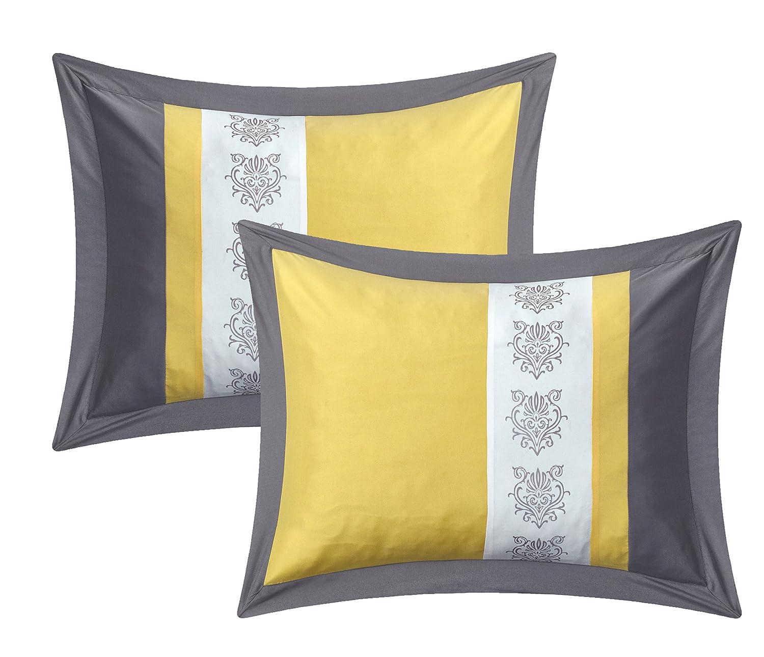 Chic Home 8/10 Piece Adam Pintuck Pieced Color Block Embroidery Bed In a Bag Comforter Set With sheet set