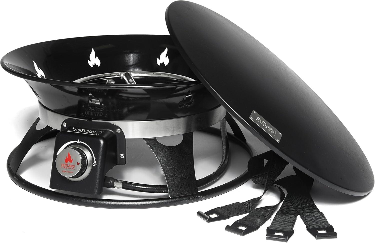 Outland Living Portable Propane Fire Pit, 21-inch, 58,000 BTU with Cover & Carry Kit, Smokeless Gas Firebowl| Helios Burner 863 Cypress