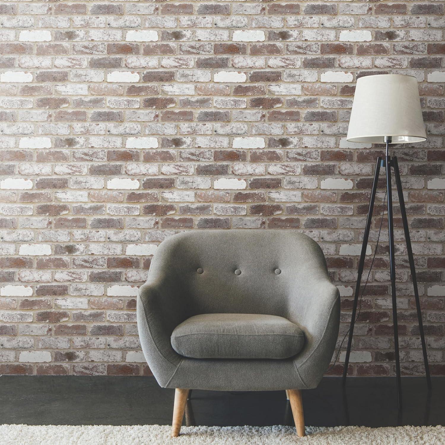 Reclaimed Brown and Gray Brick Peel and Stick Wallpaper