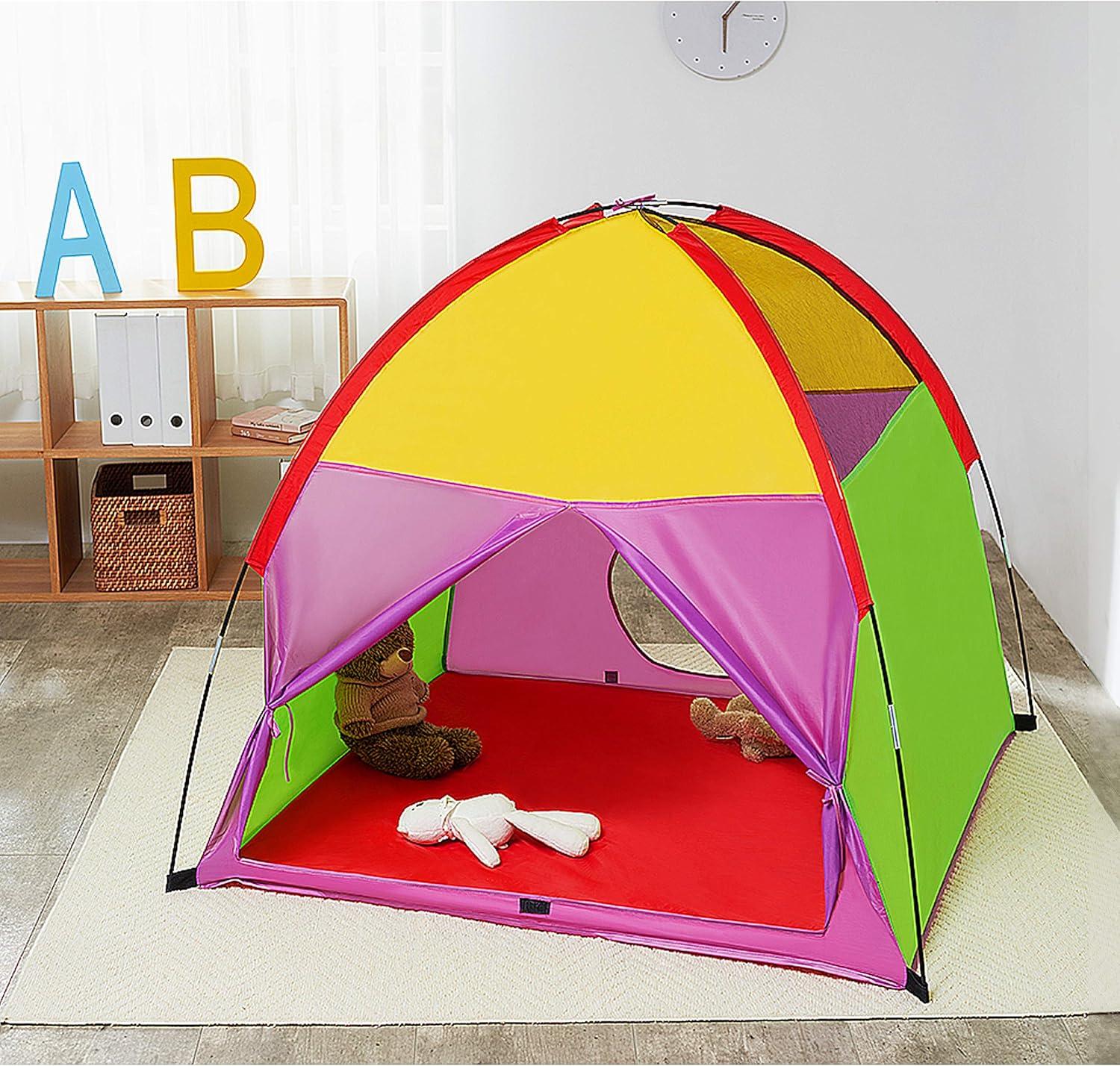 Rainbow Color Kids Pop Up Play Tent with Mesh Top