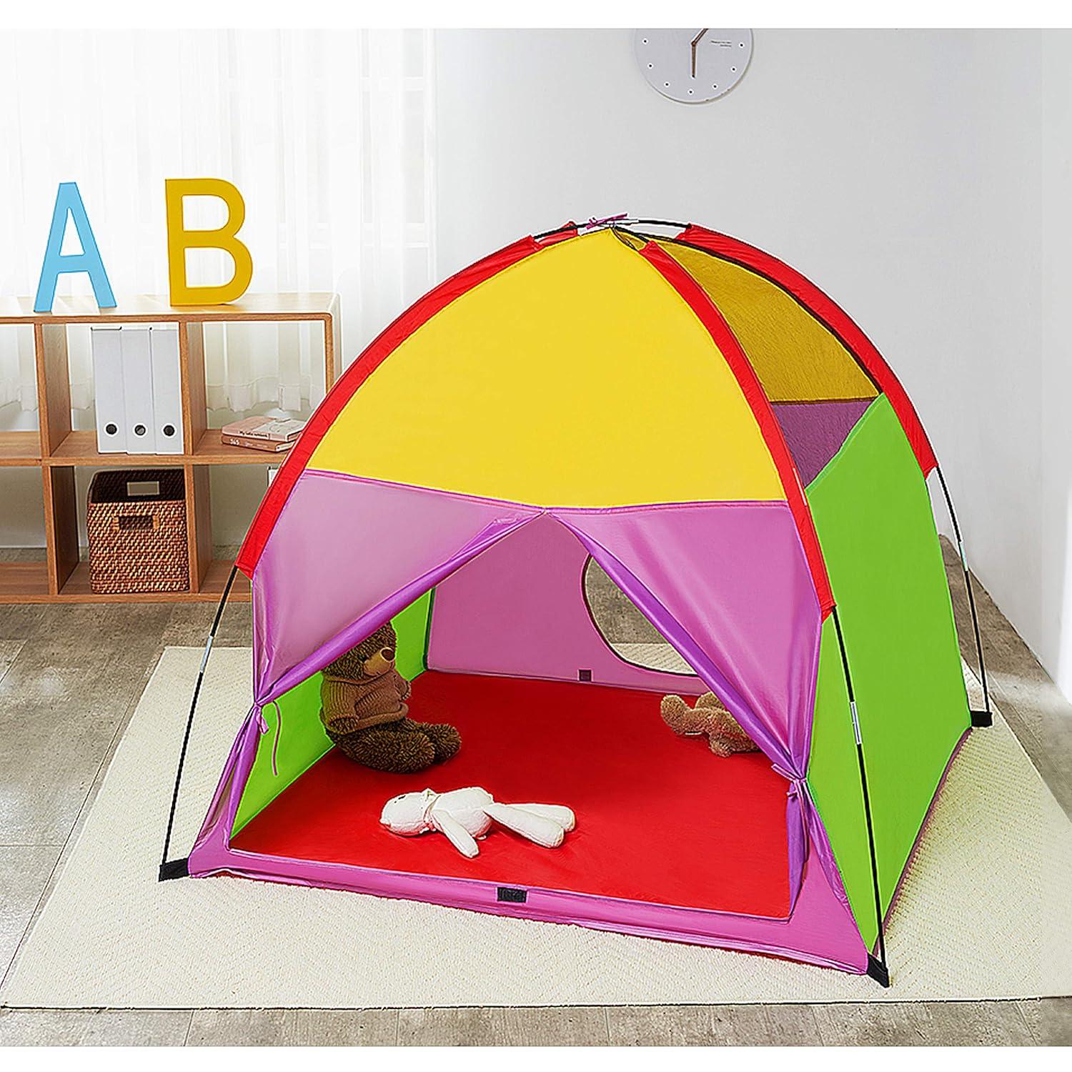 ATDAWN Kids Play Tent, Kids Pop Up Tent, Camping Playground, Indoor/Outdoor Children Playhouse for Boys and Girls, Rainbow Color