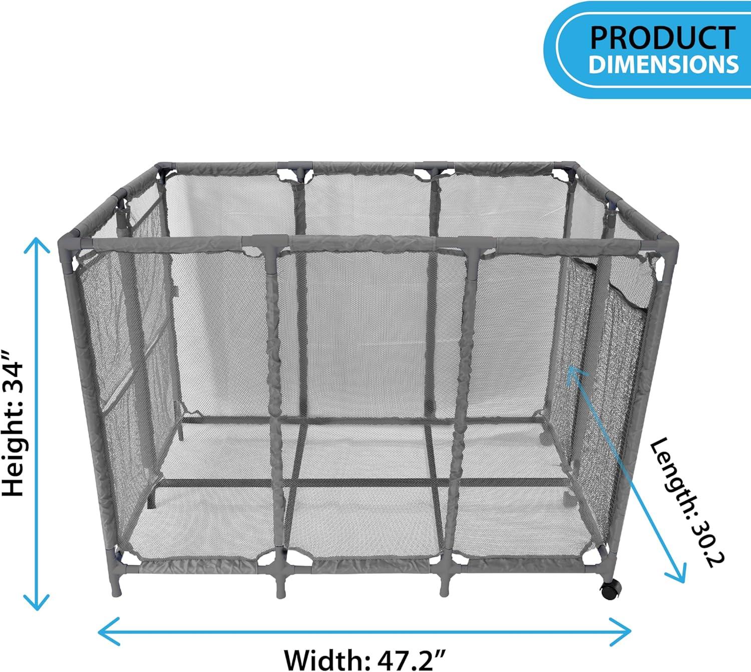 Pool Noodles Holder, Toys, Floats, Balls and Floats Equipment Mesh Rolling Storage Organizer Bin, Extra Large (30.2" L x 47.2" W x 34" H), Gray