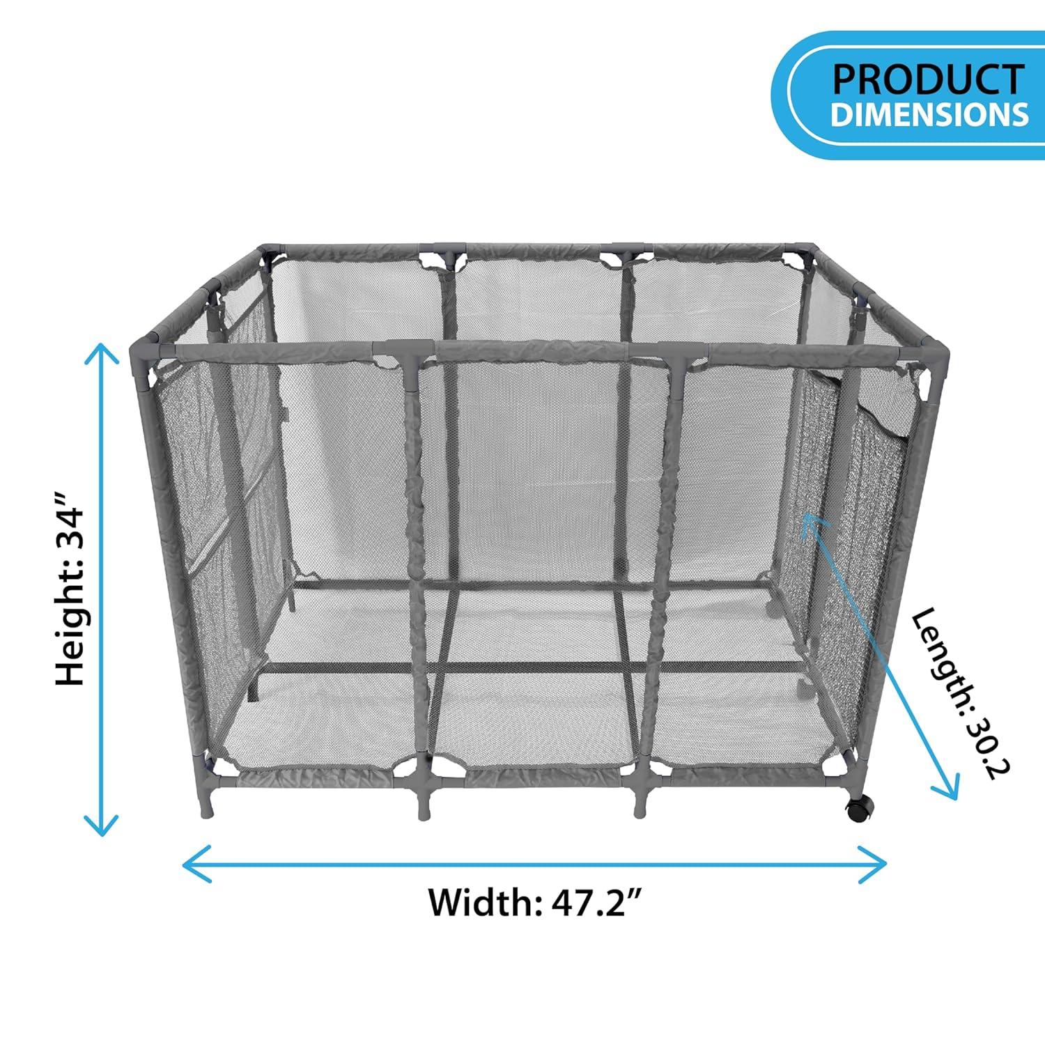 Pool Noodles Holder, Toys, Floats, Balls and Floats Equipment Mesh Rolling Storage Organizer Bin, Extra Large (30.2" L x 47.2" W x 34" H), Gray