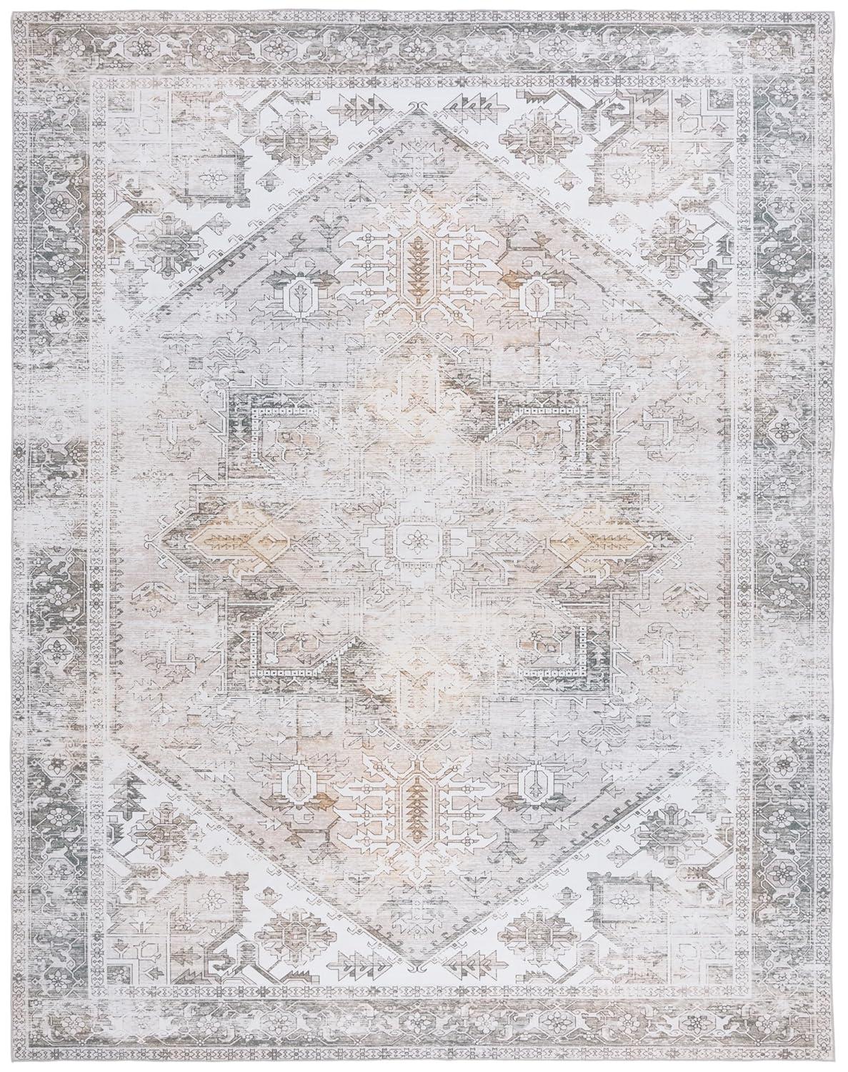 Tucson Vintage Persian TSN102 Power Loomed Machine Washable Skid-Resistant Indoor Area Rug - Beige/Grey - 8'x10' - Safavieh