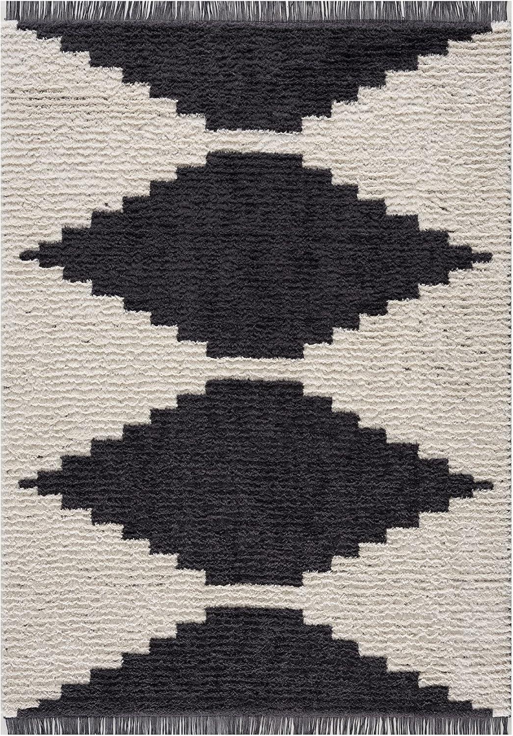 Amanda Black & Ivory Modern Area Rug