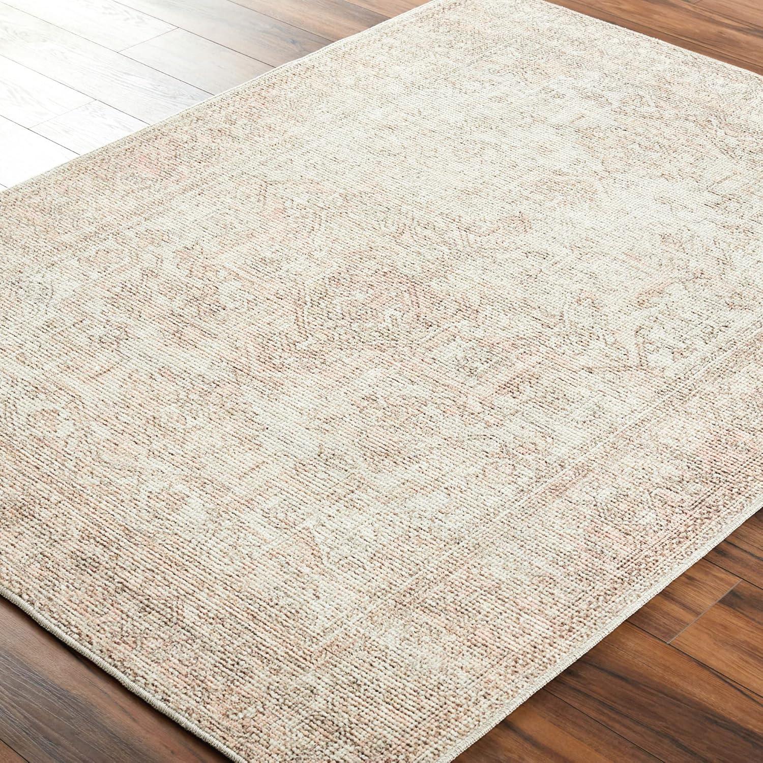 Ivory Hand-Knotted Synthetic Rectangular Area Rug 45" x 26"