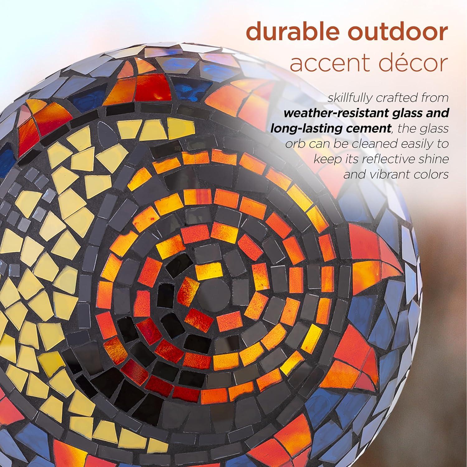Alpine Corporation 10" Glass Mosaic Sun and Moon Gazing Globe, Multicolor