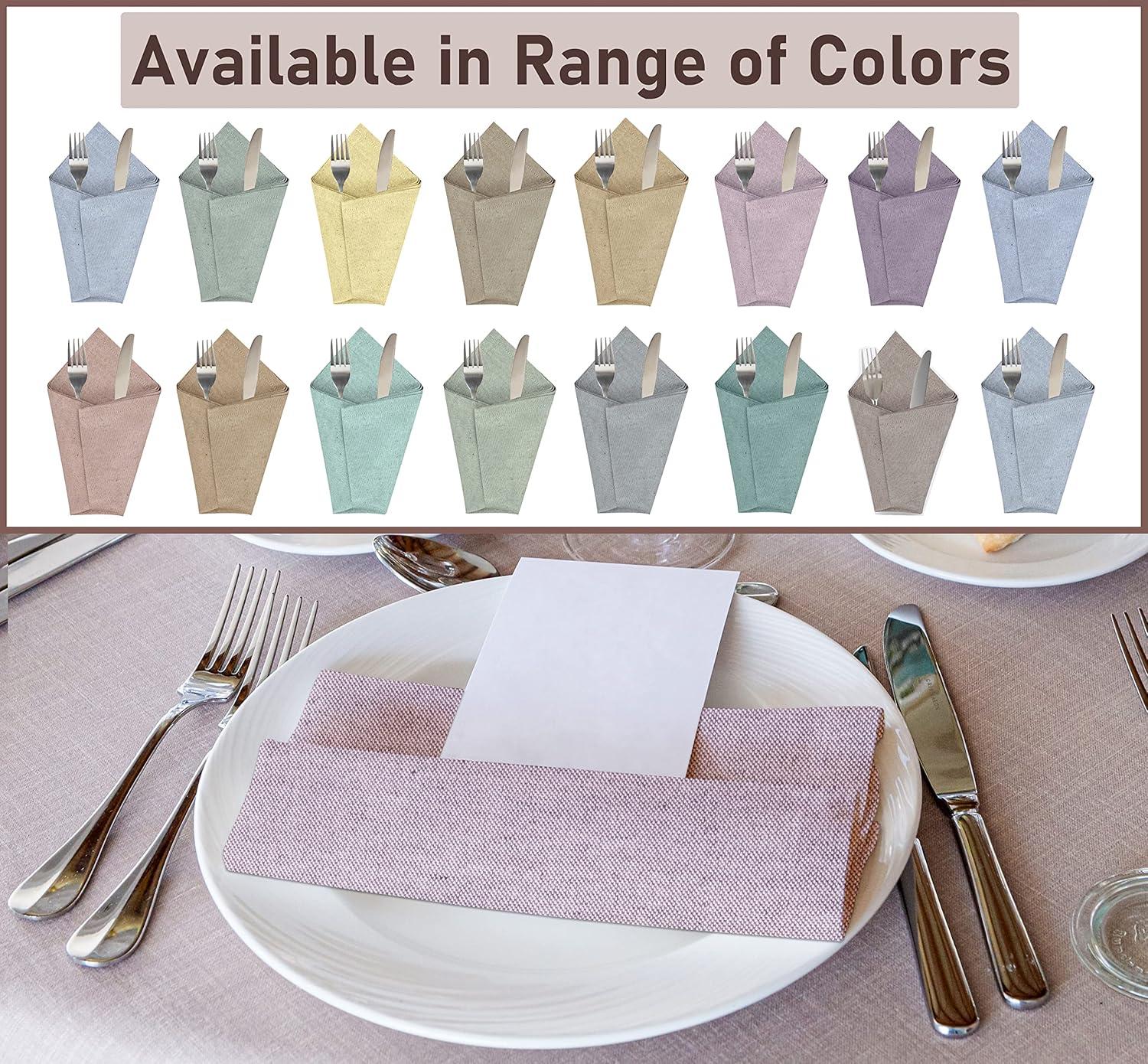 Ruvanti Cloth Napkins Set of 12, 18x18 Reusable Napkins Cloth Washable, Soft & Durable Table Napkins, Polycotton Chambray Dinner Napkins for Parties, Christmas, Thanksgiving, Weddings - Mauve