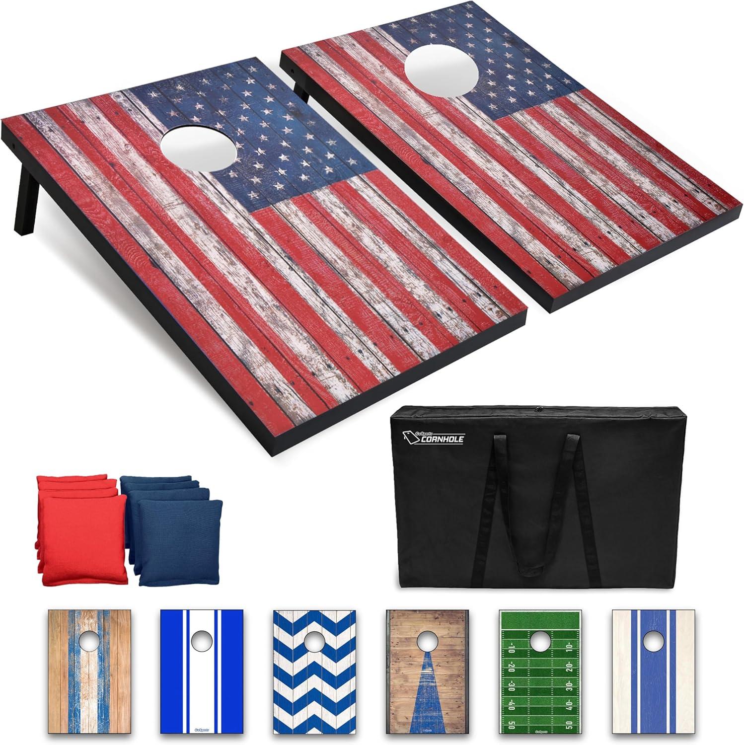 American Flag 3' x 2' MDF Cornhole Set with Bean Bags