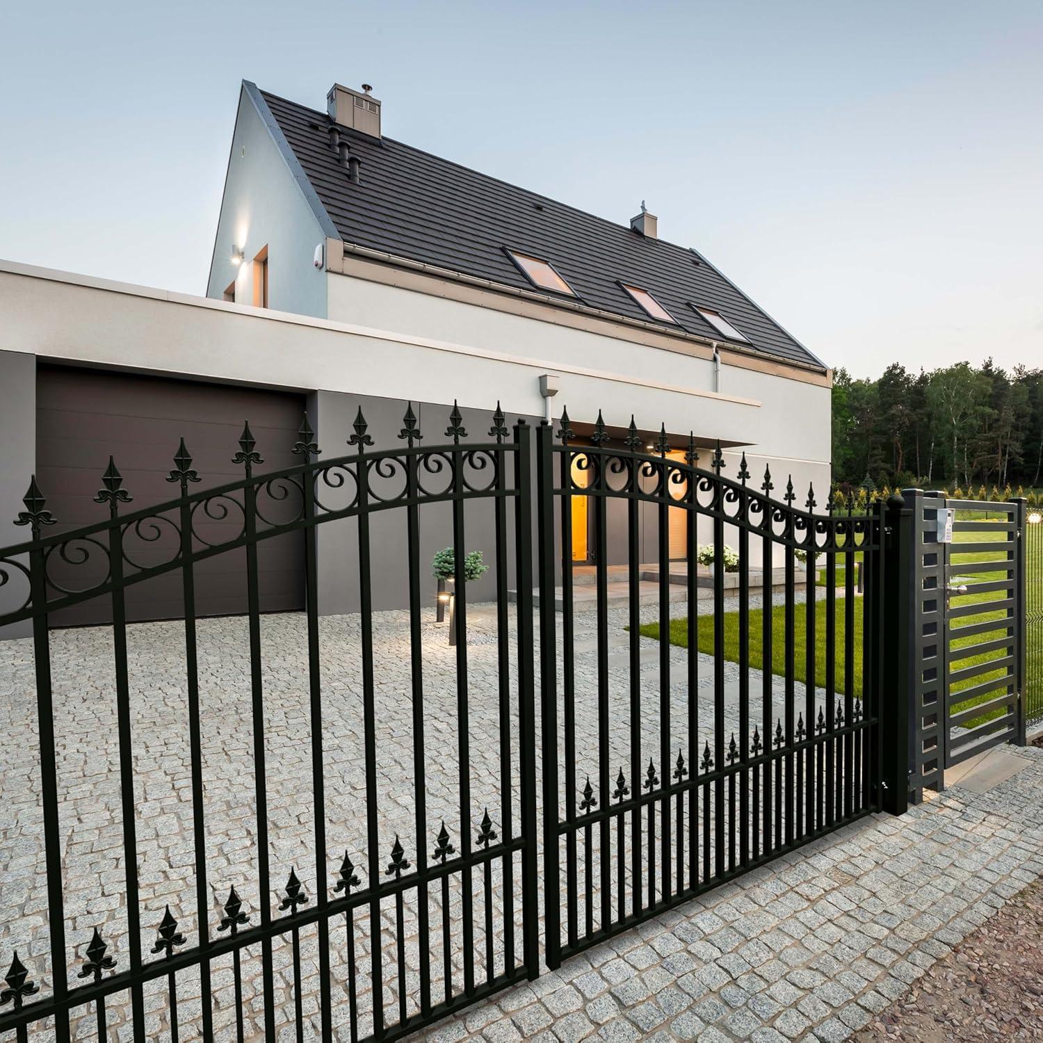 ALEKO Steel Dual Swing 14 x 6 feet Black Driveway Gate Prague Style