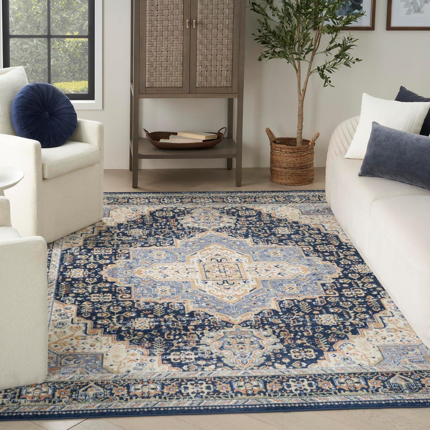 Nourison Essentials Persian Vintage Indoor Outdoor Area Rug Navy 8' x 10'