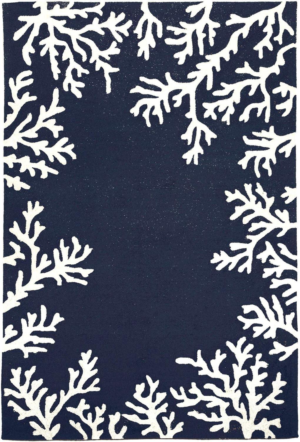 Hand-Tufted Easy Care Blue Wool & Synthetic Rectangular Rug