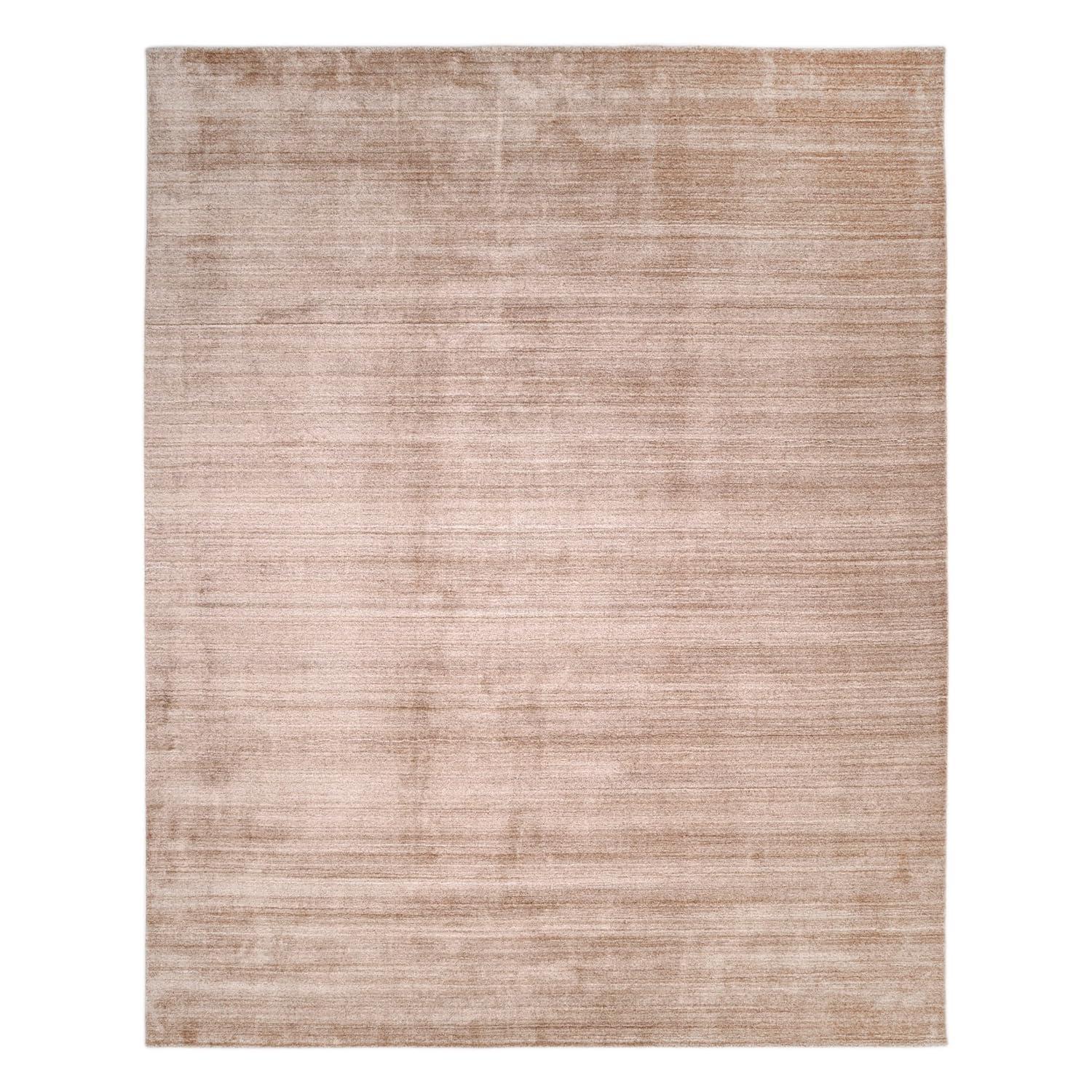 Solo Harbor Hand-Knotted Caramel Stripe Wool-Viscose 9' x 12' Area Rug