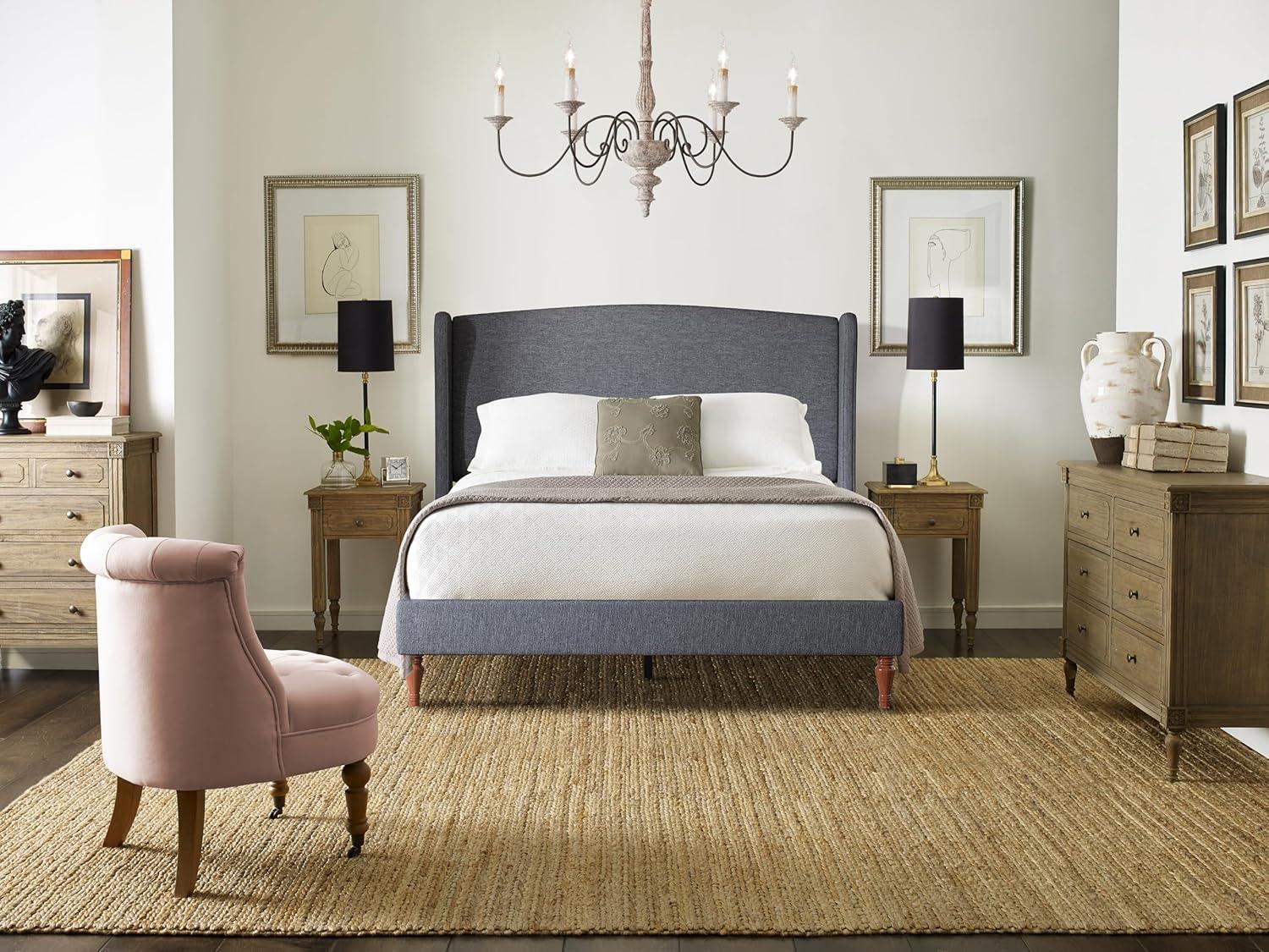 Queen Elmhurst Upholstered Wing Bed Frame Gray - Finch